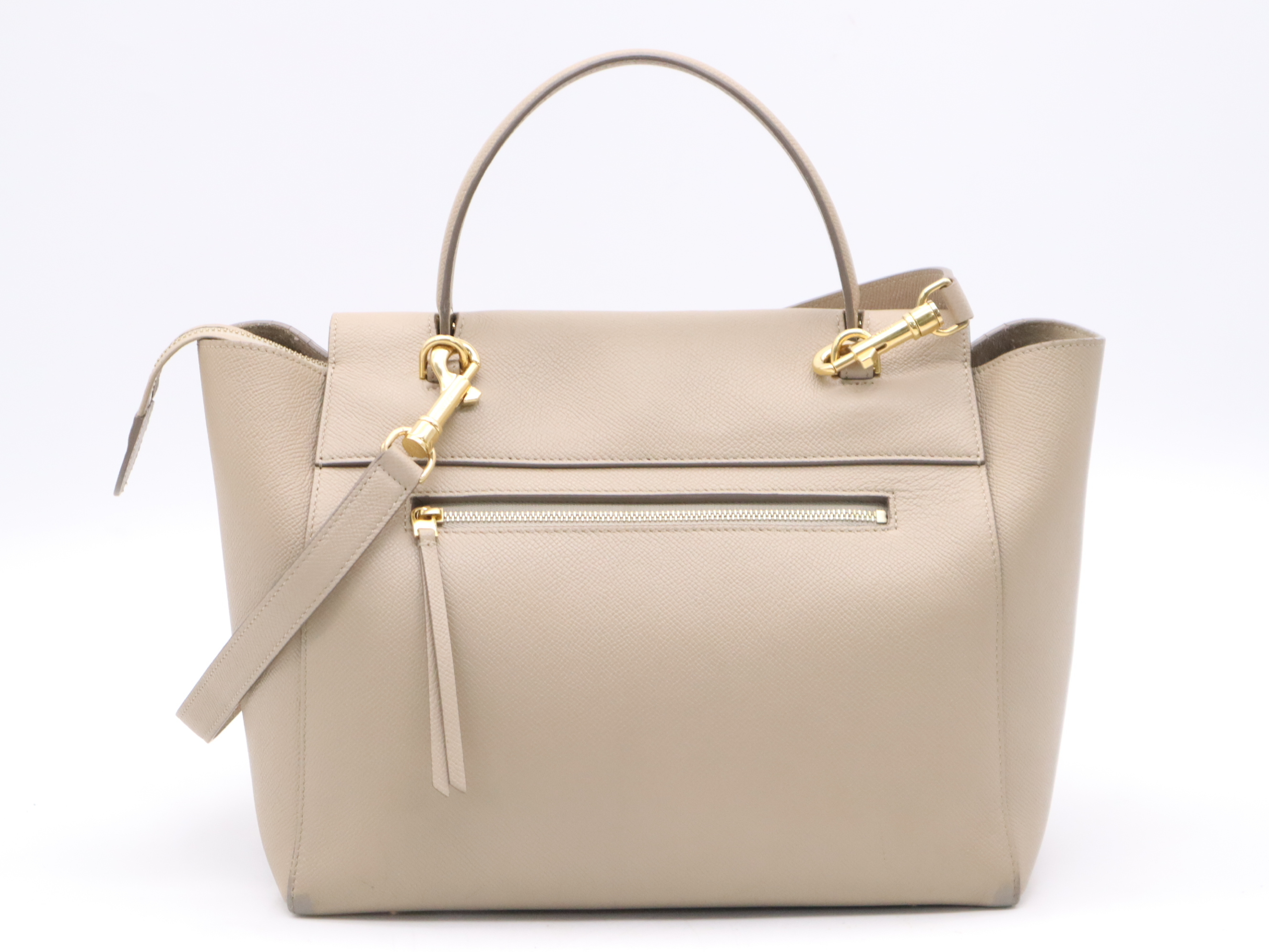 Leather Belt Bag 2-way Handbag Beige Gold Hardware with Shoulder Strap — view 2