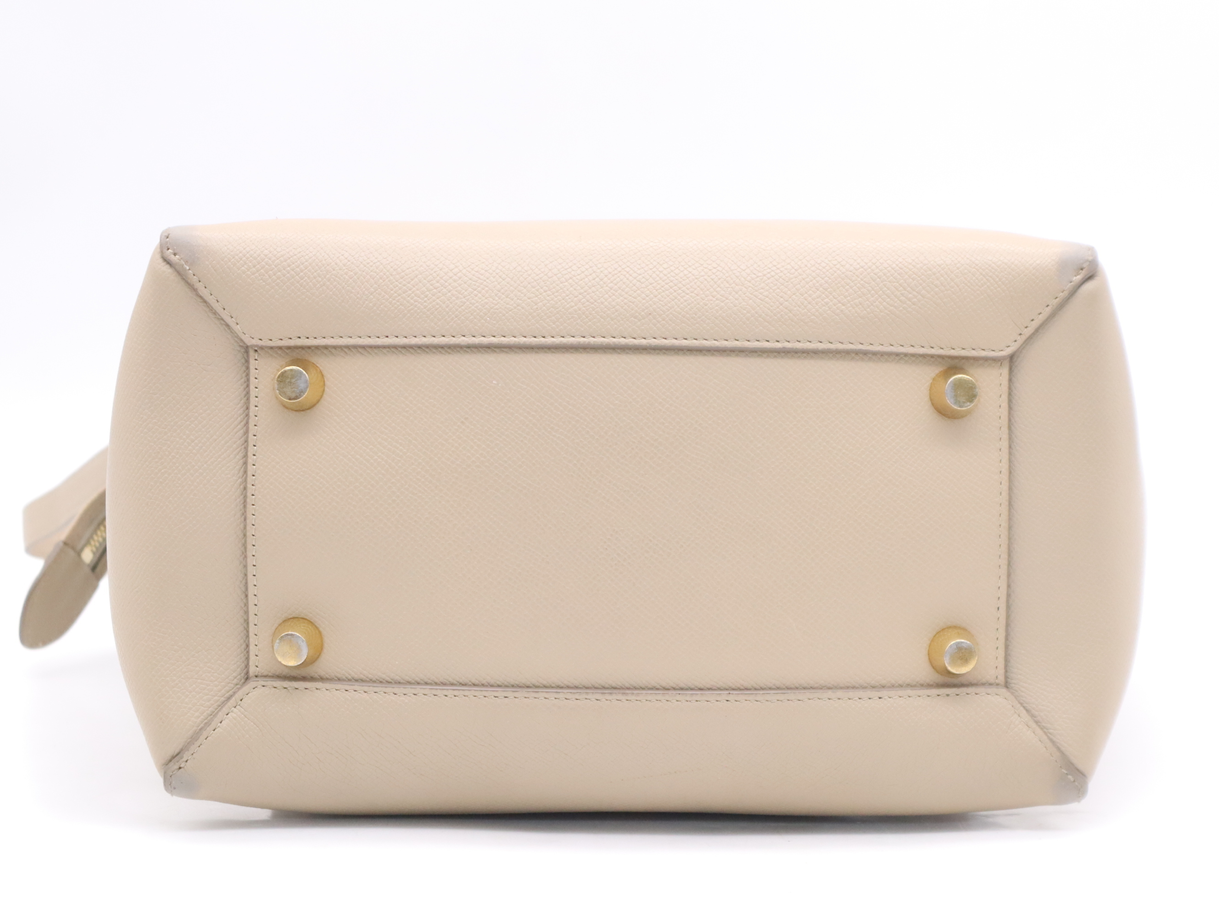 Leather Belt Bag 2-way Handbag Beige Gold Hardware with Shoulder Strap — view 4