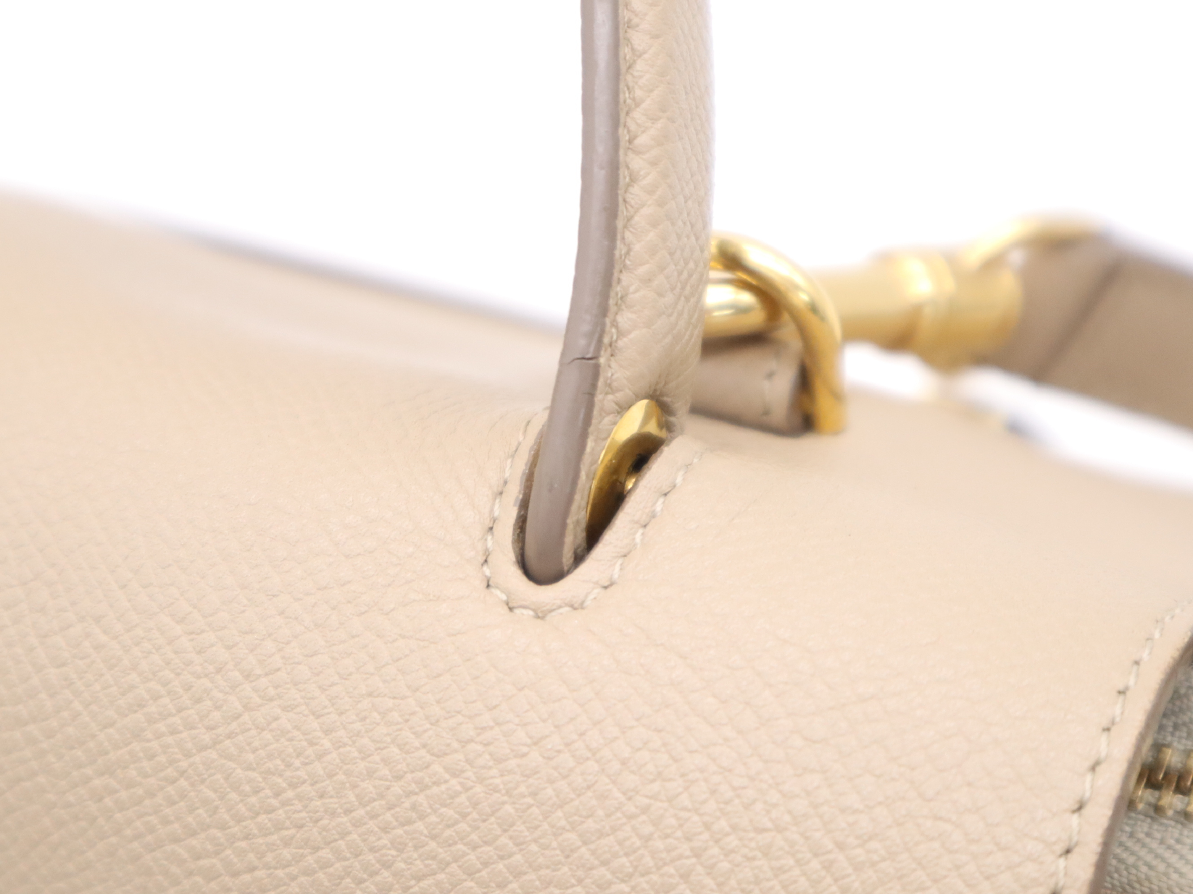 Leather Belt Bag 2-way Handbag Beige Gold Hardware with Shoulder Strap — view 8