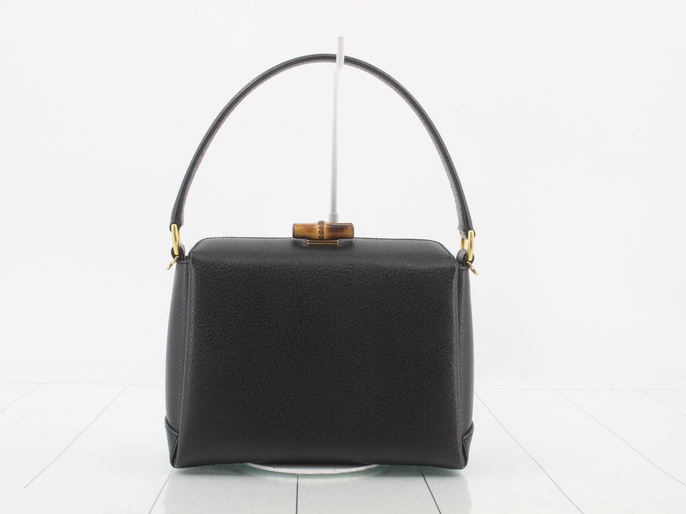 Bamboo Turnlock Handbag, Black — view 2