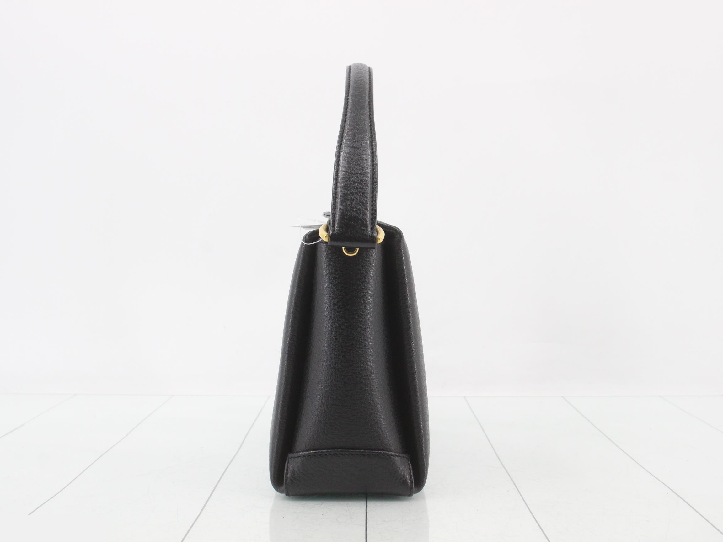Bamboo Turnlock Handbag, Black — view 3