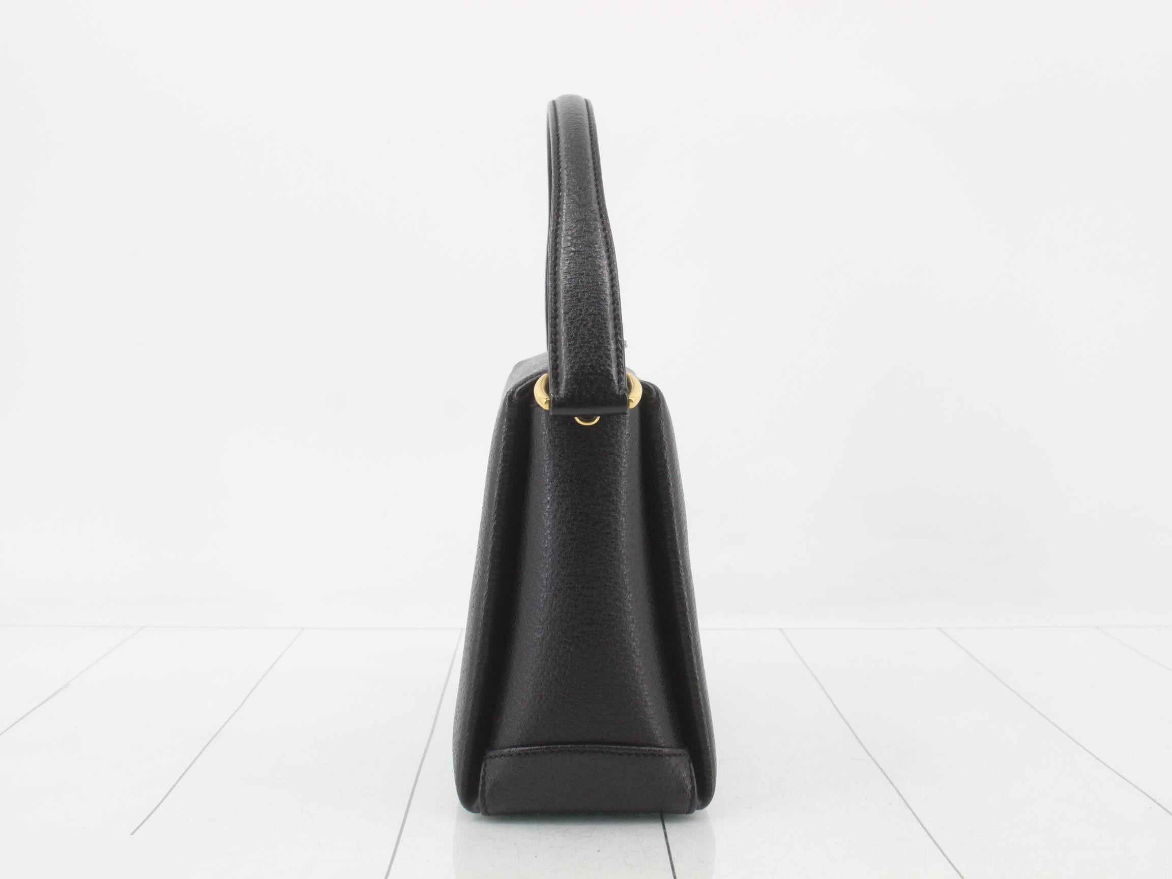 Bamboo Turnlock Handbag, Black — view 4