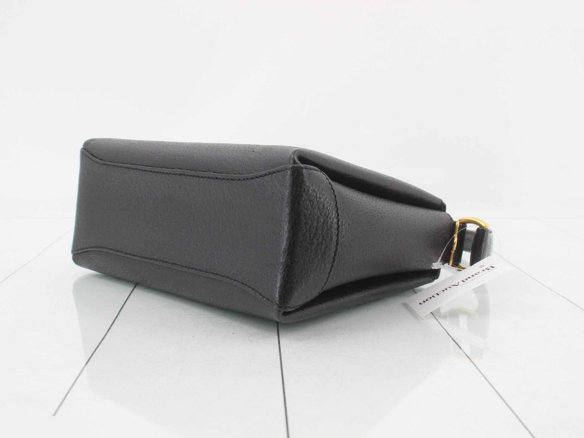 Bamboo Turnlock Handbag, Black — view 6
