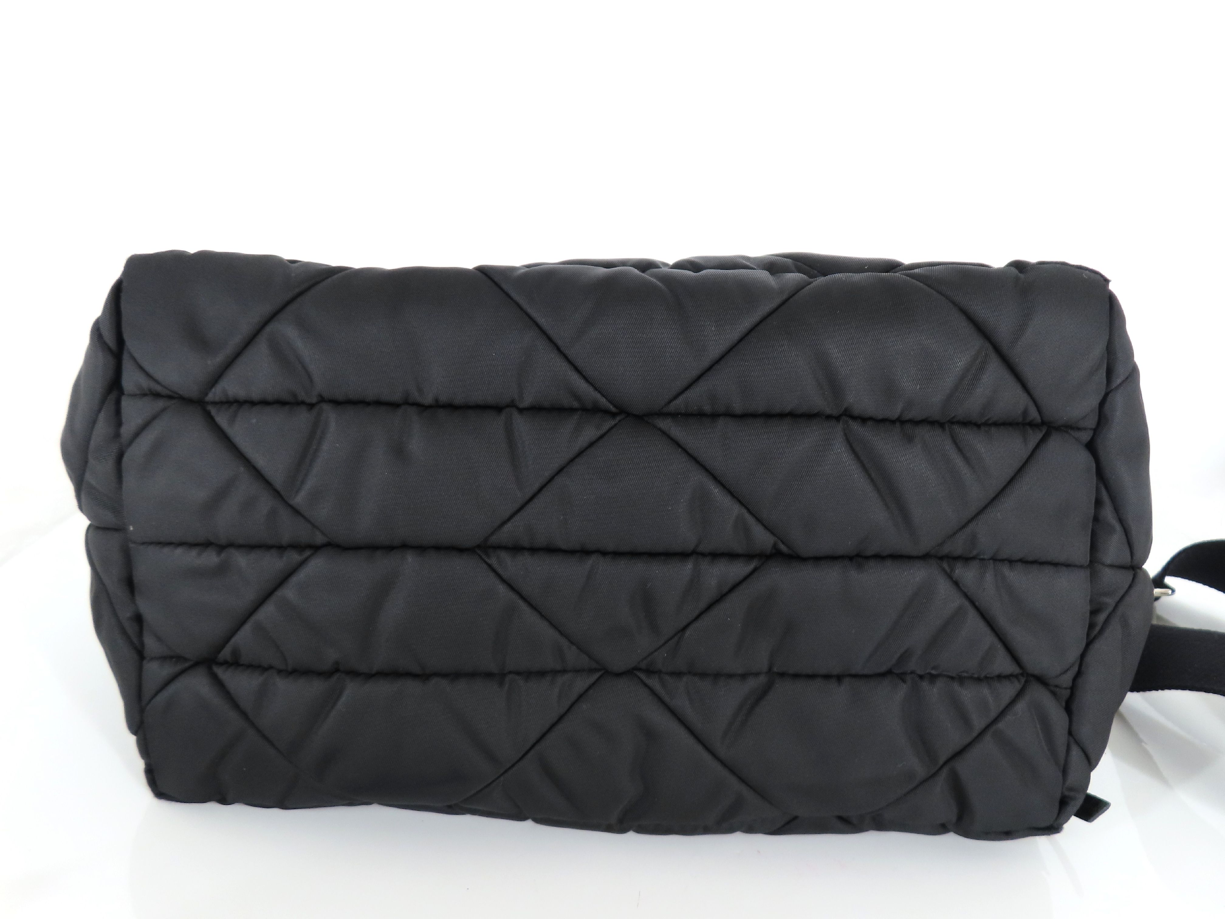 Tessuto Quilted Nylon x Leather Handbag, Black, 1BG436 — view 7