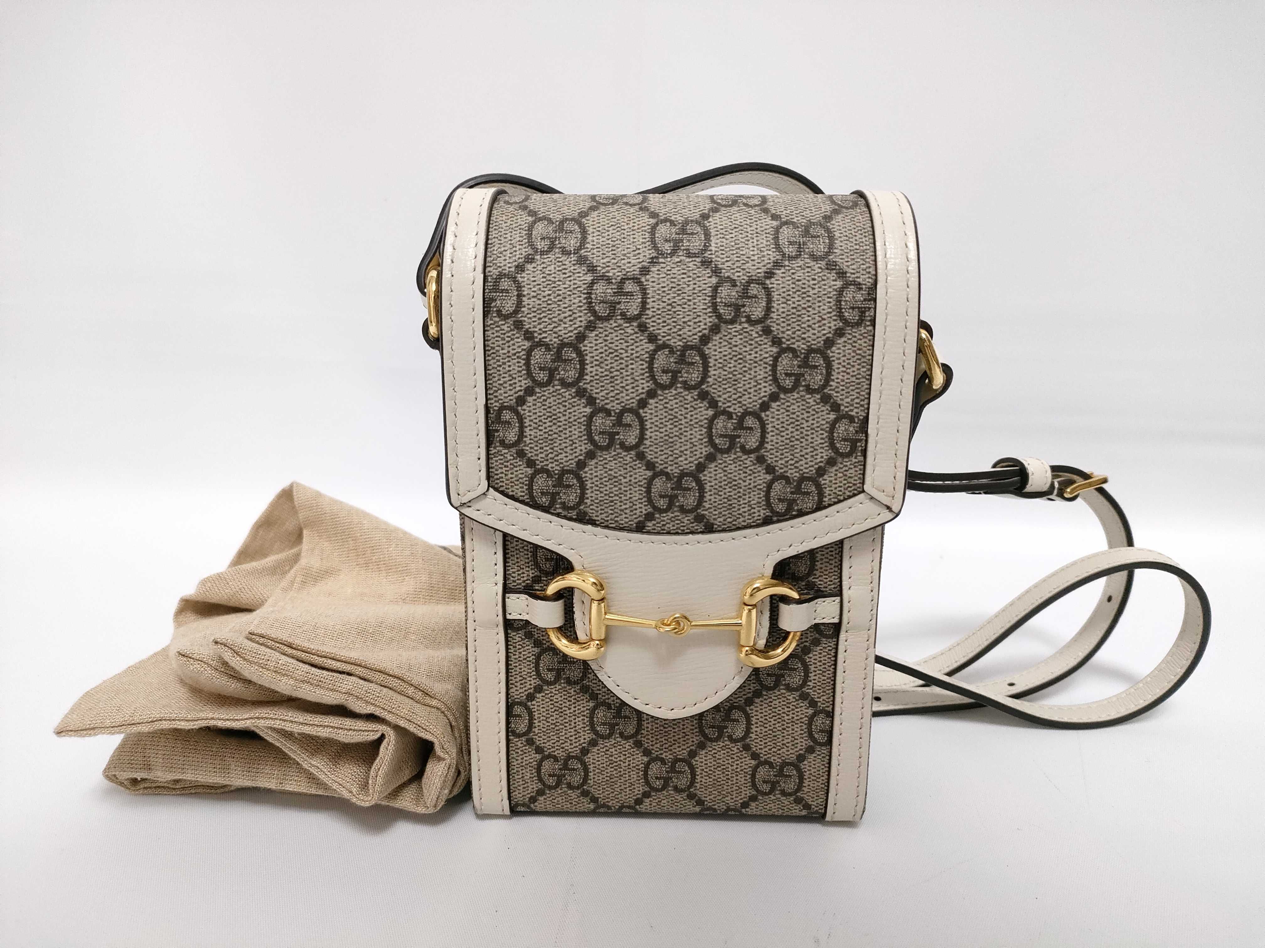 GG Supreme SG- GG Supreme Horsebit PVC x leather Shoulder bag Beige x white 625615 Shoulder bag