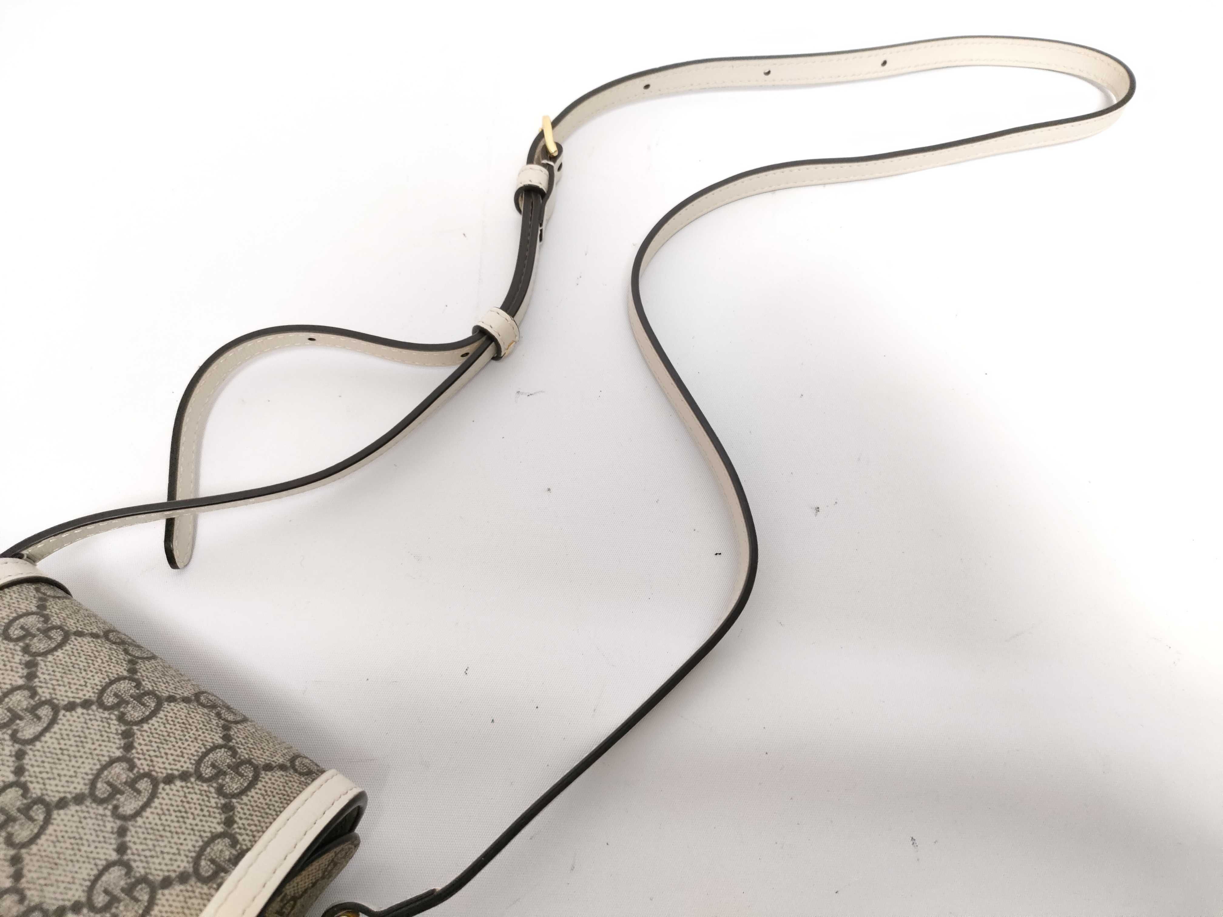 GG Supreme SG- GG Supreme Horsebit PVC x leather Shoulder bag Beige x white 625615 Shoulder bag — view 3