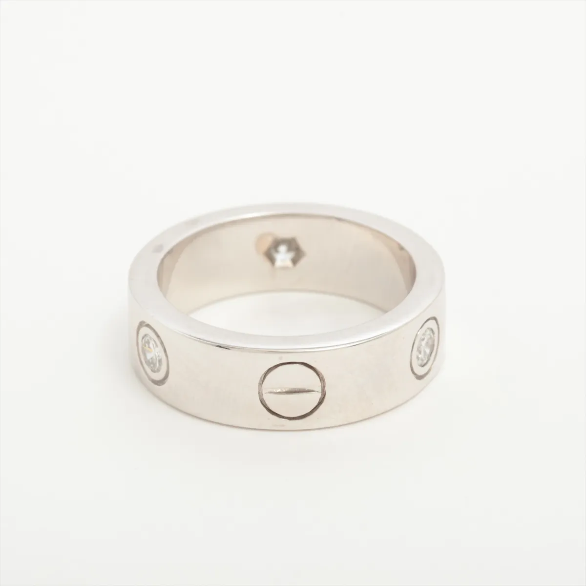 Love Half Diamond Ring, 750 (WG), 8.3g, Size 48, BB2747. (Note: The motif is — view 2