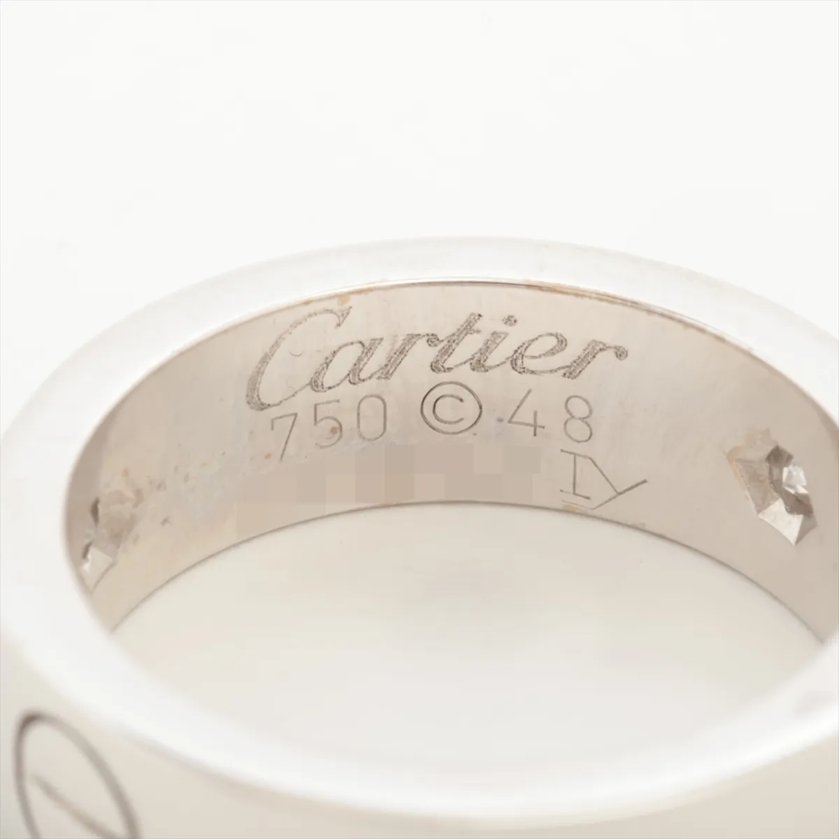 Love Half Diamond Ring, 750 (WG), 8.3g, Size 48, BB2747. (Note: The motif is — view 3
