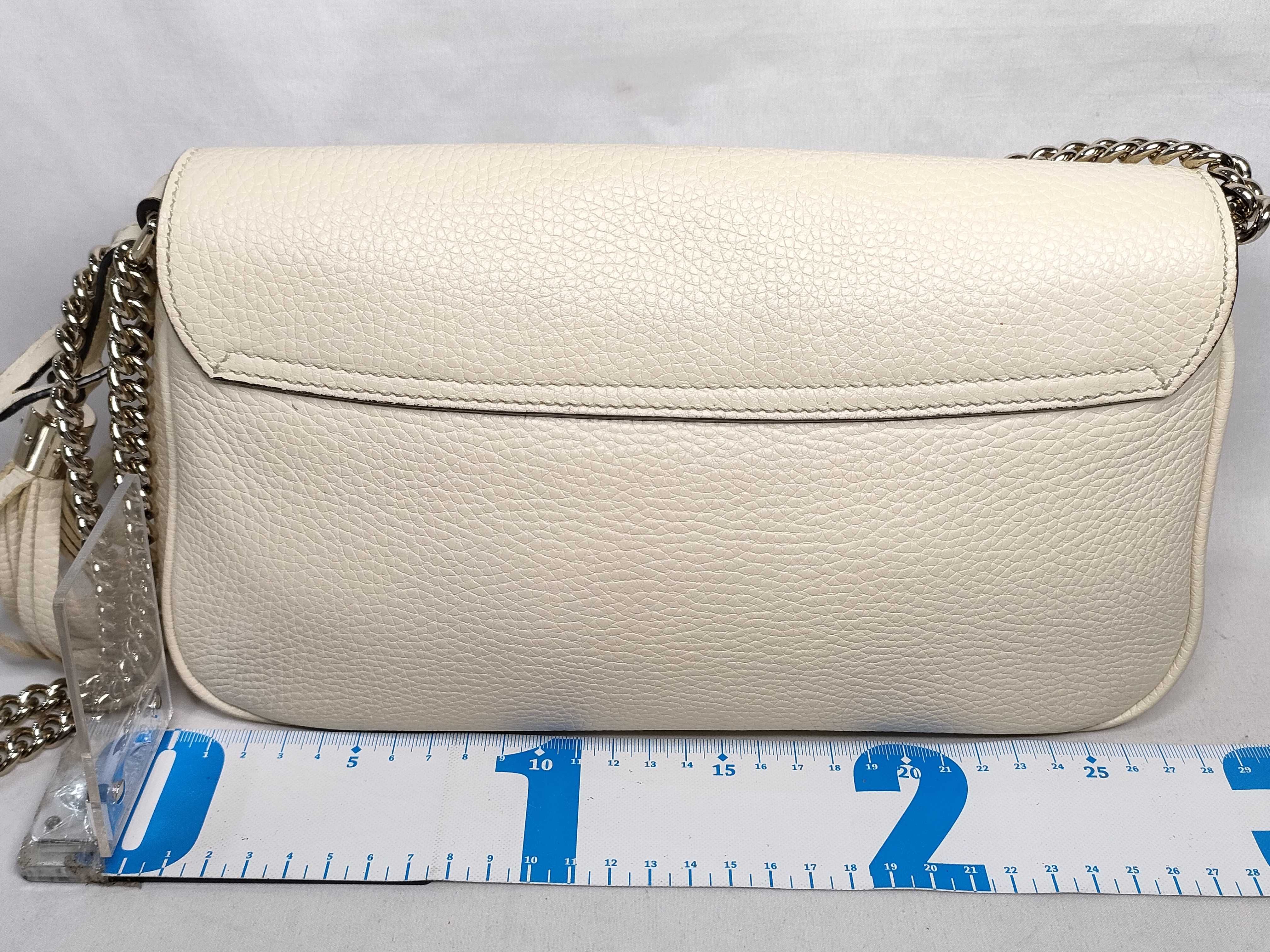 Soho Leather Chain Shoulder Bag, Ivory, 536224 (Outlet) — view 2