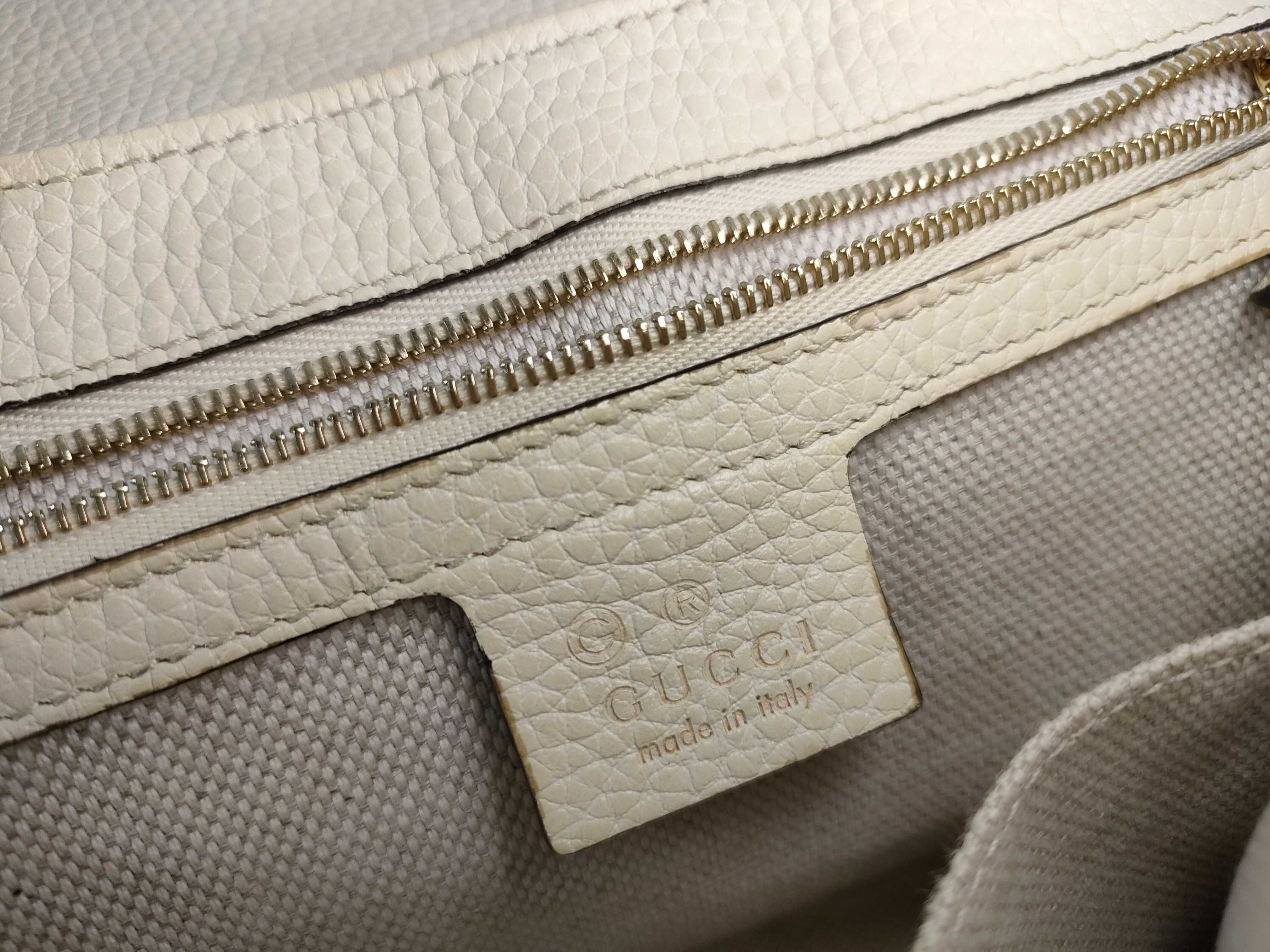 Soho Leather Chain Shoulder Bag, Ivory, 536224 (Outlet) — view 12