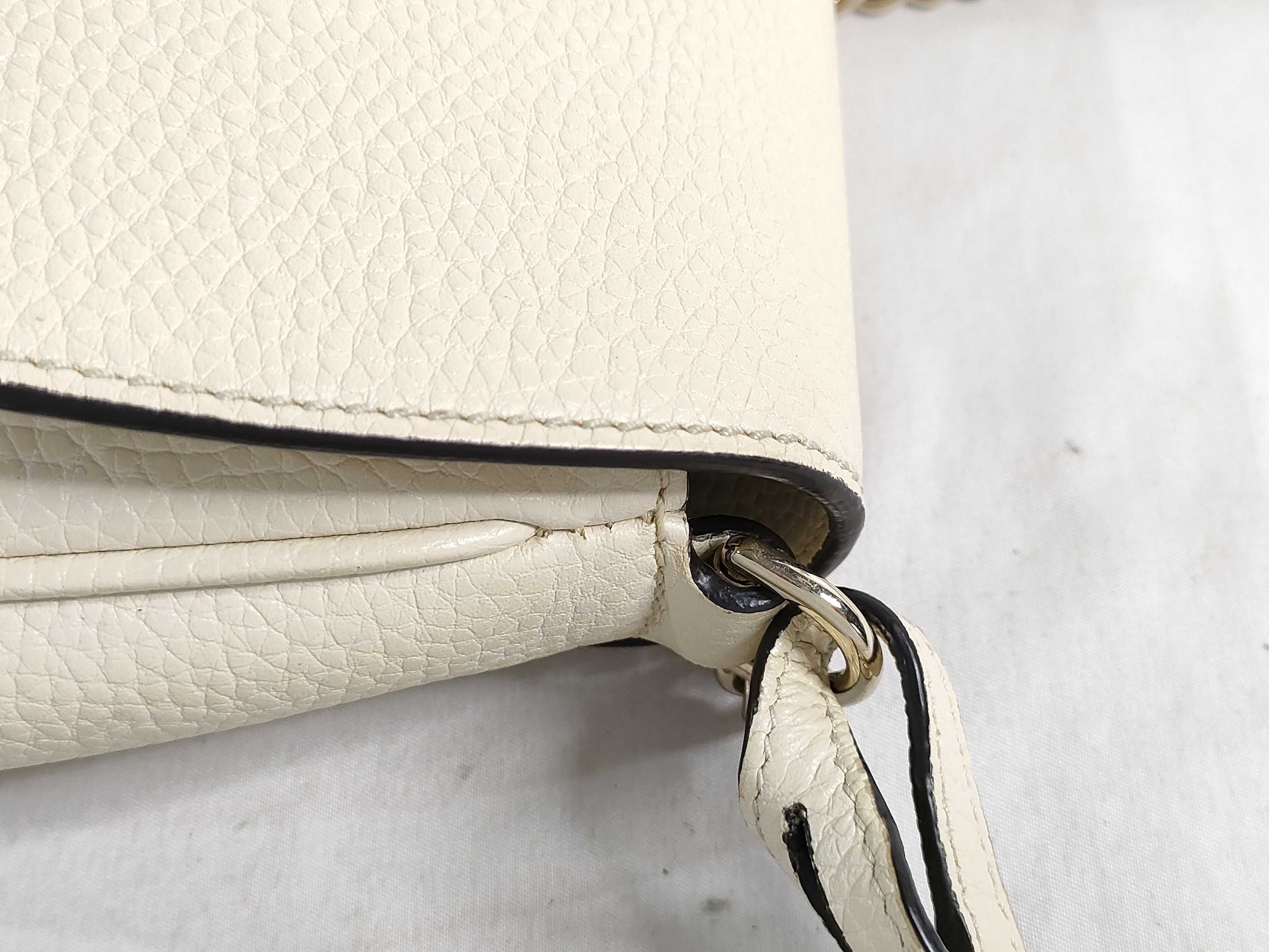 Soho Leather Chain Shoulder Bag, Ivory, 536224 (Outlet) — view 5