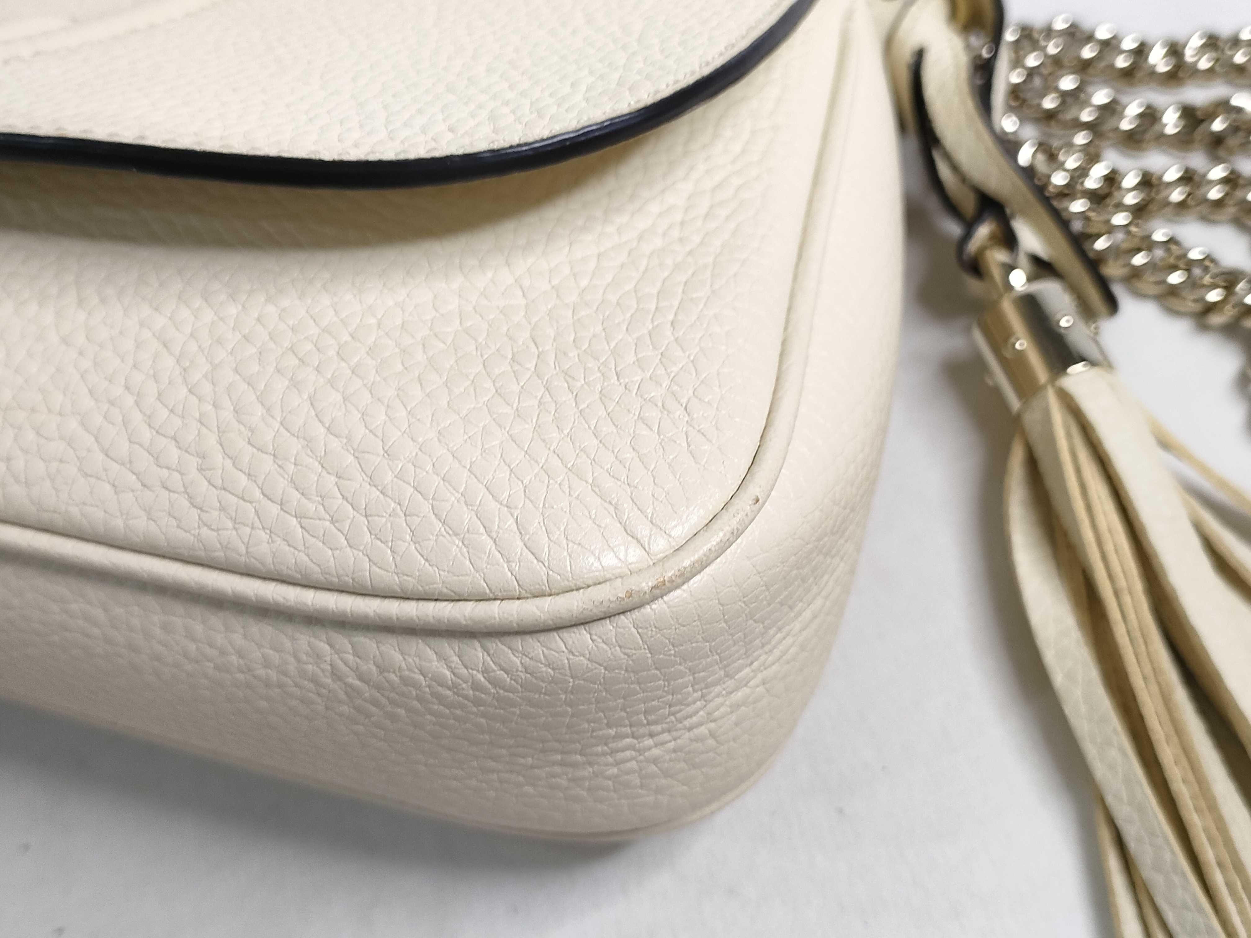Soho Leather Chain Shoulder Bag, Ivory, 536224 (Outlet) — view 6