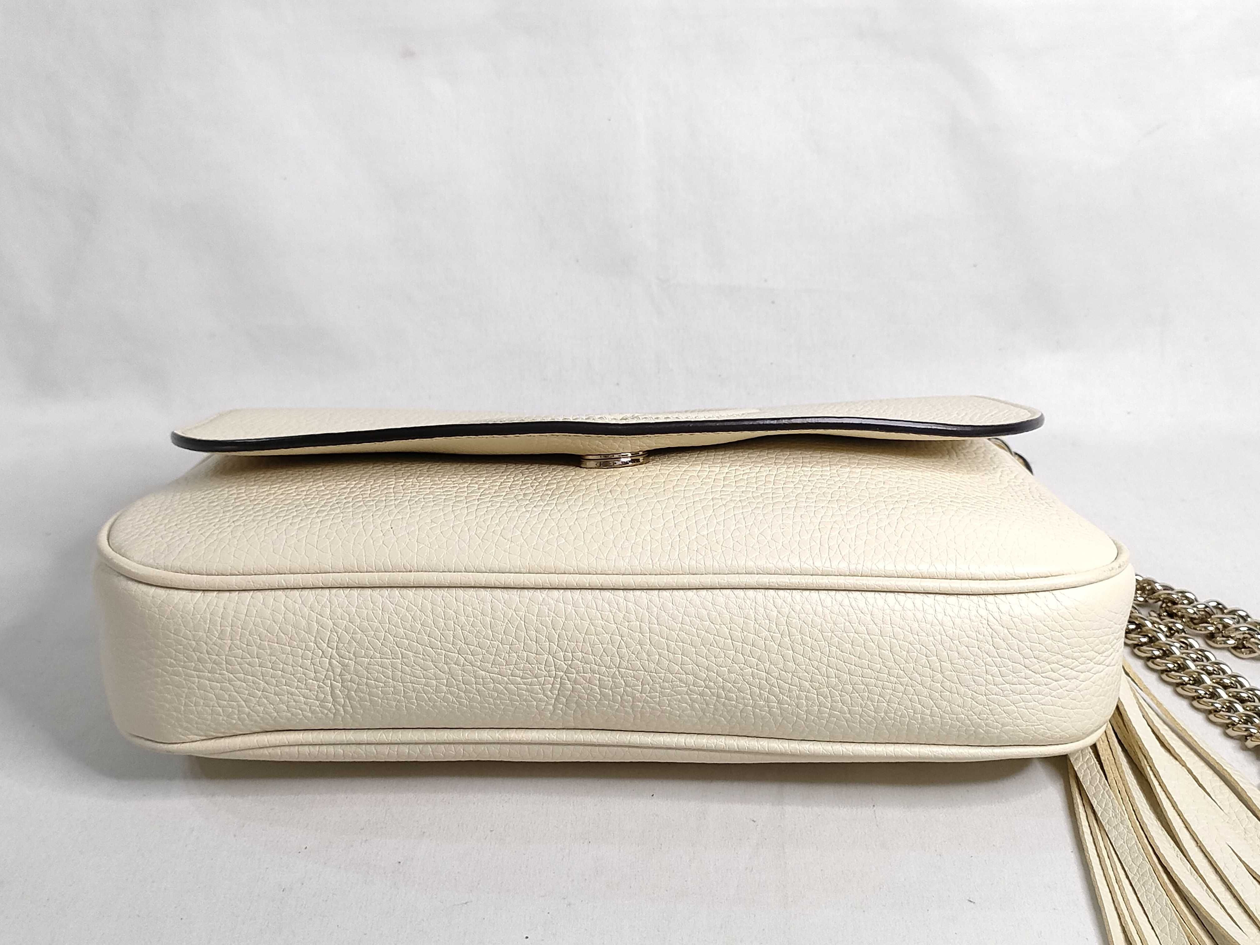 Soho Leather Chain Shoulder Bag, Ivory, 536224 (Outlet) — view 7