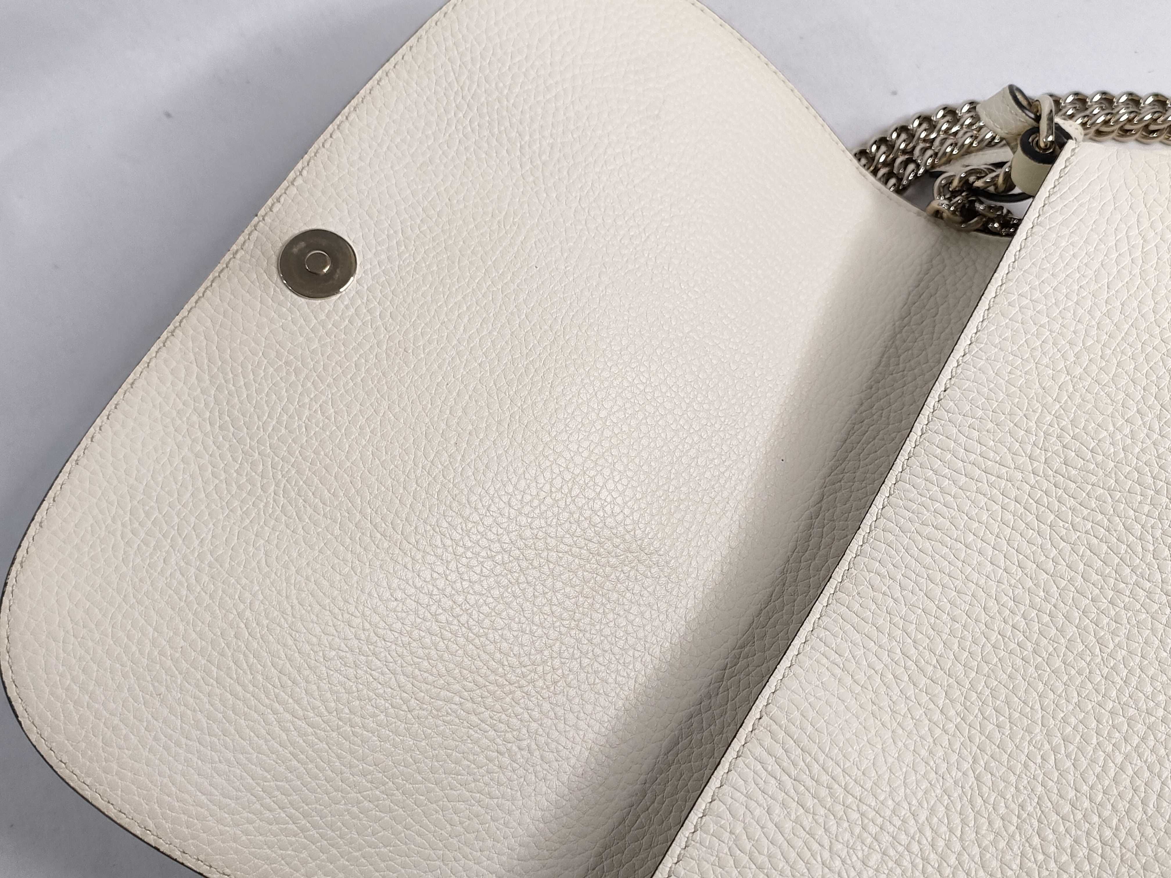 Soho Leather Chain Shoulder Bag, Ivory, 536224 (Outlet) — view 8