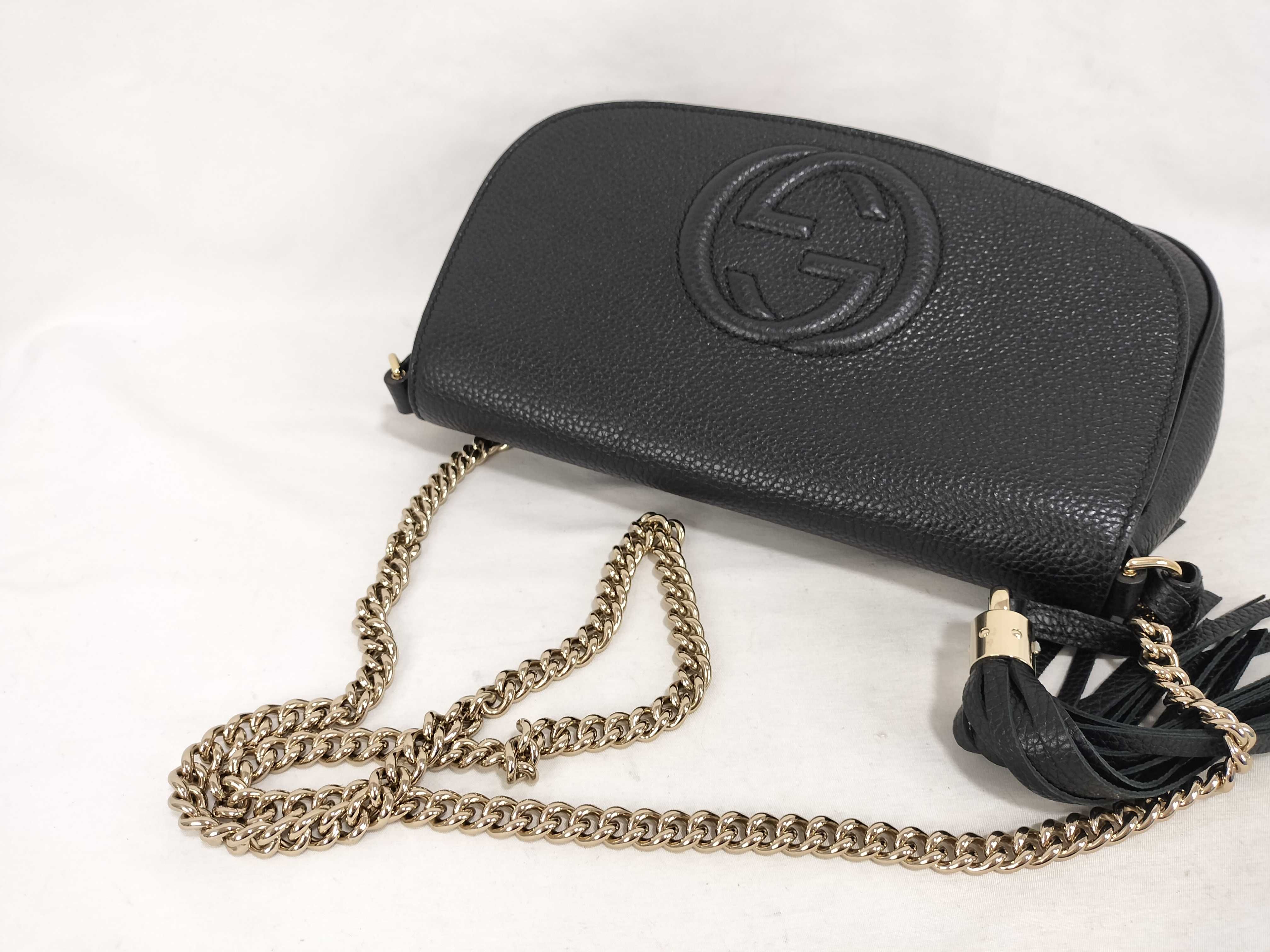 Soho Leather Chain Shoulder Bag, Black, 536224 (Outlet) — view 3