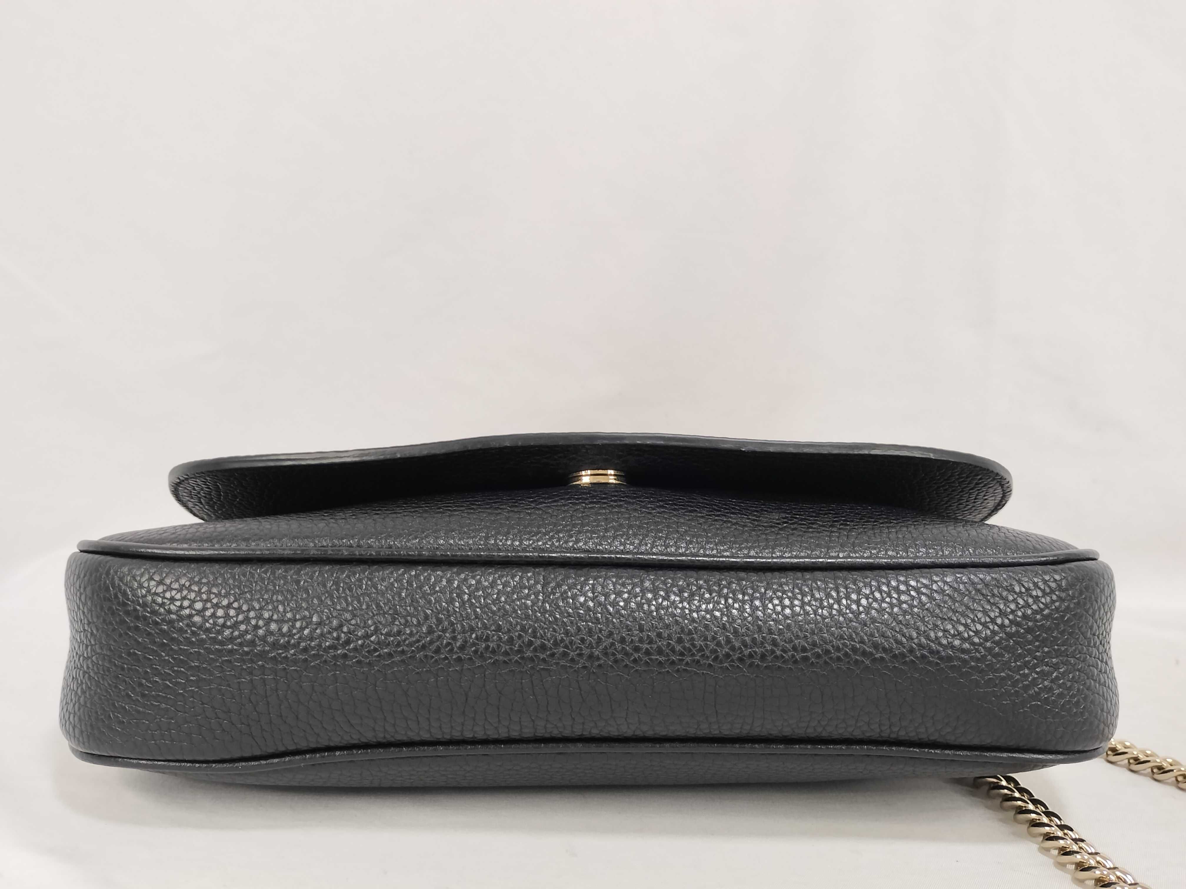 Soho Leather Chain Shoulder Bag, Black, 536224 (Outlet) — view 7