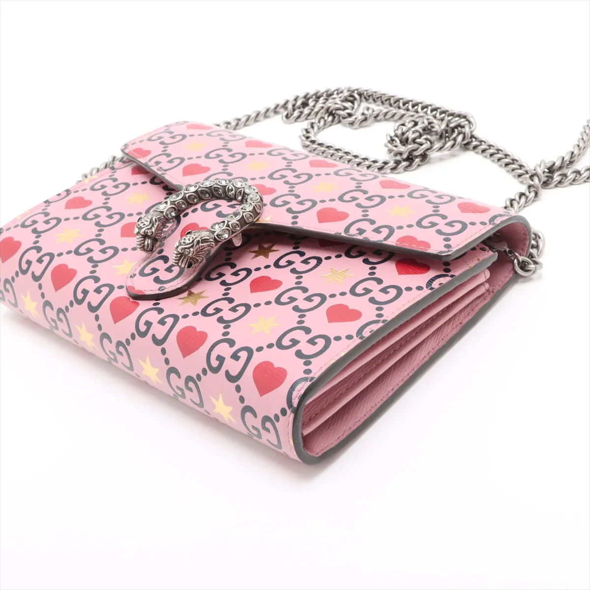 Dionysus PVC x Leather Chain Wallet Pink 401231 — view 3