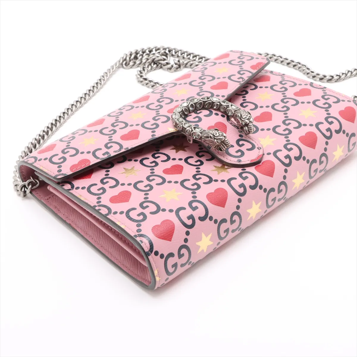 Dionysus PVC x Leather Chain Wallet Pink 401231 — view 4