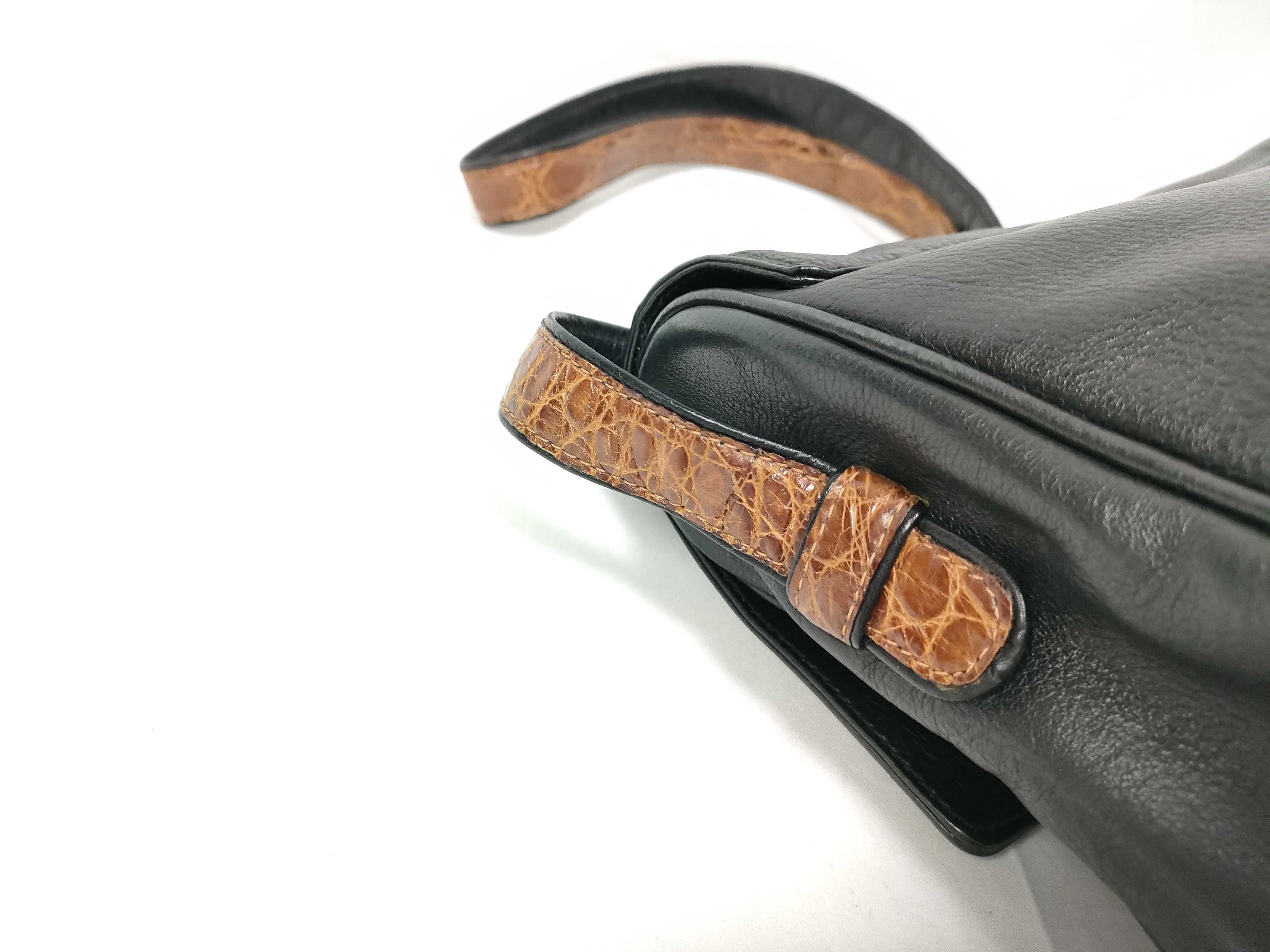 Leather x Crocodile Embossed Shoulder Bag — view 6