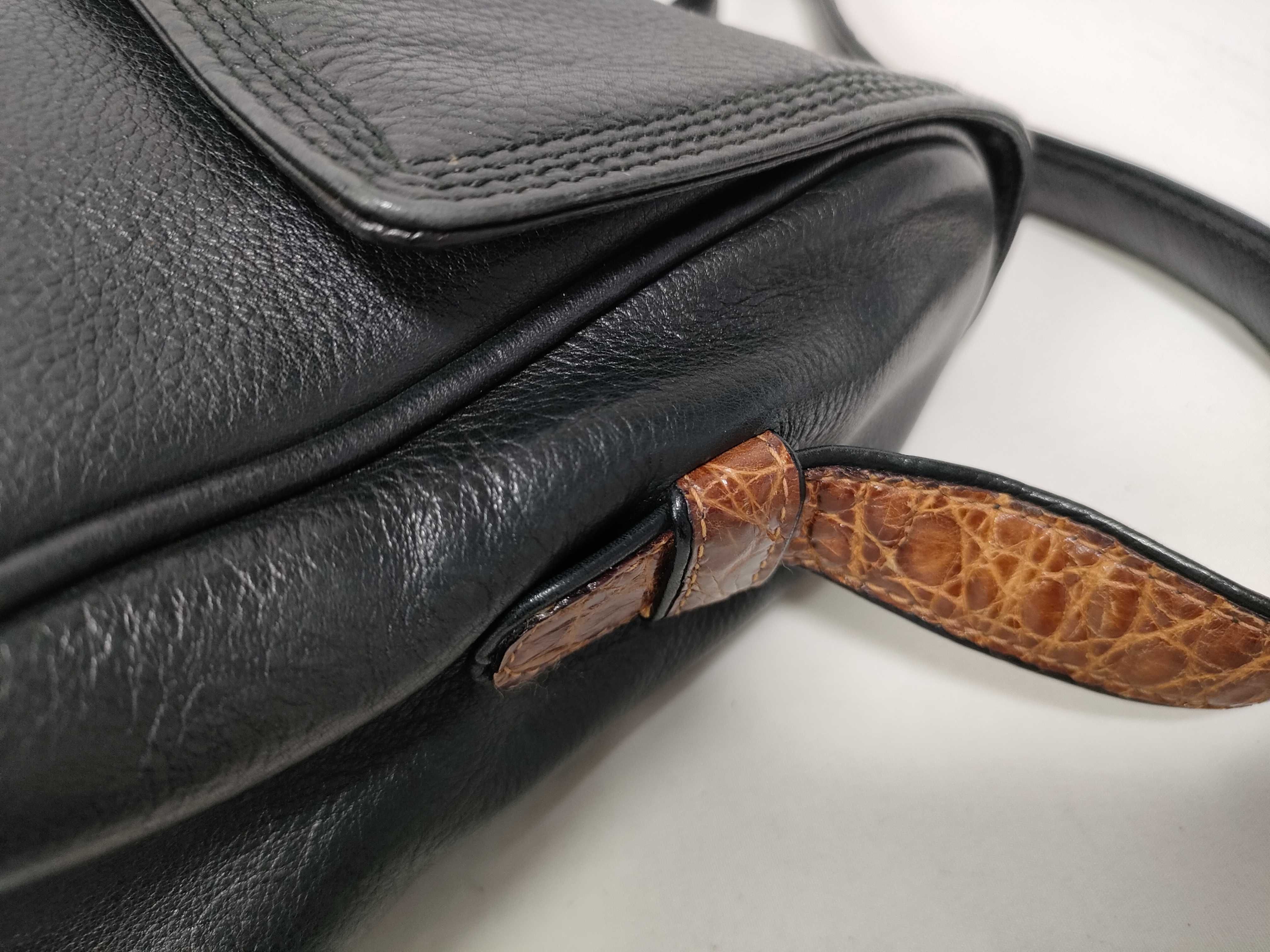Leather x Crocodile Embossed Shoulder Bag — view 9