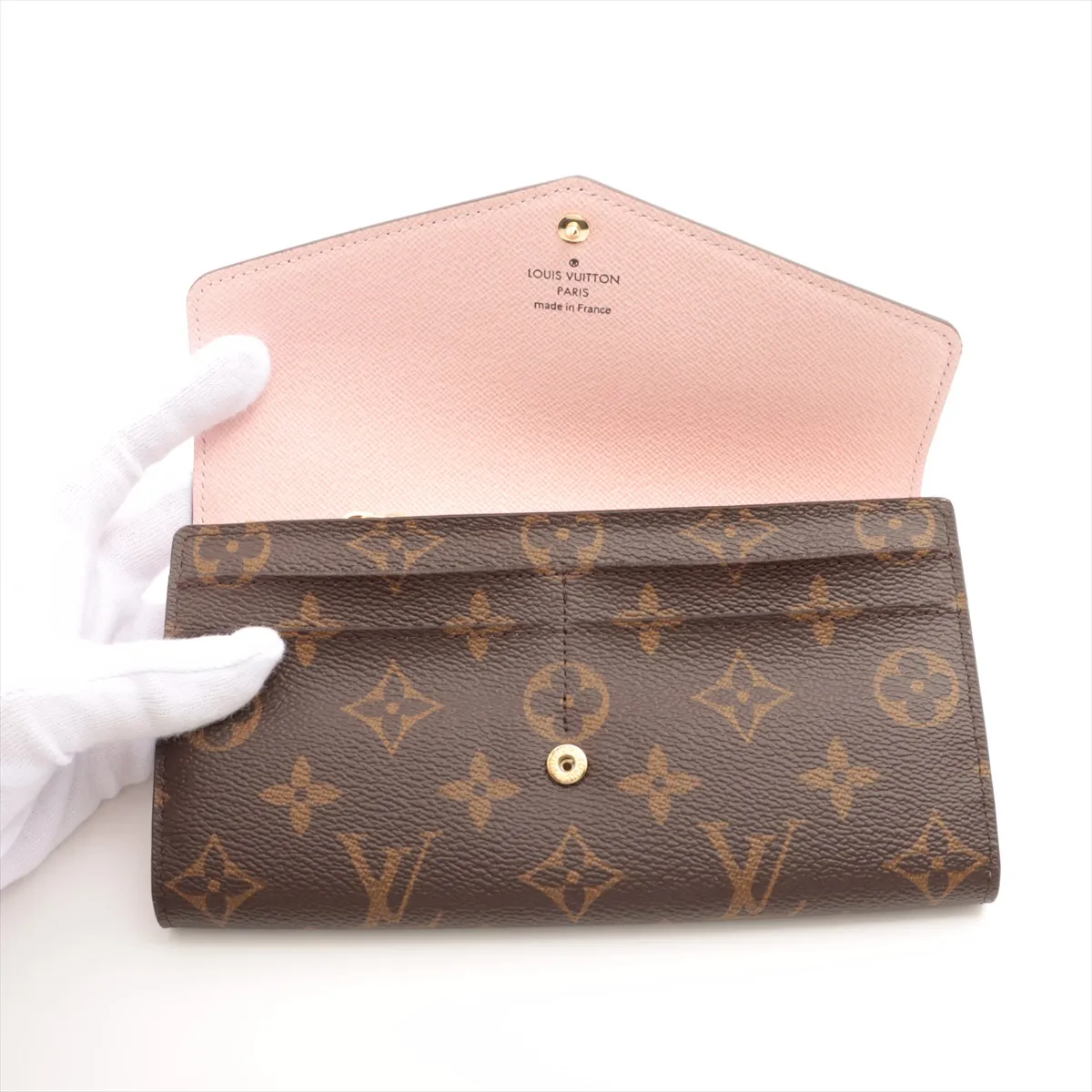 Monogram Portefeuille Sarah M62235 Rose Ballerine Long Wallet RFID Reactive — view 3