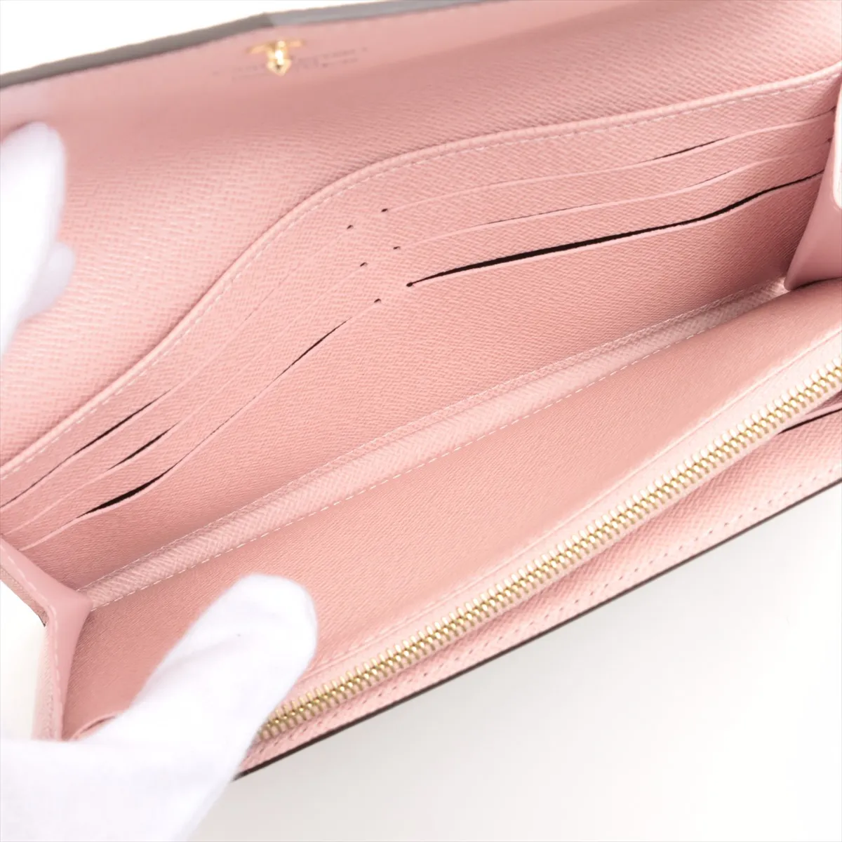 Monogram Portefeuille Sarah M62235 Rose Ballerine Long Wallet RFID Reactive — view 6