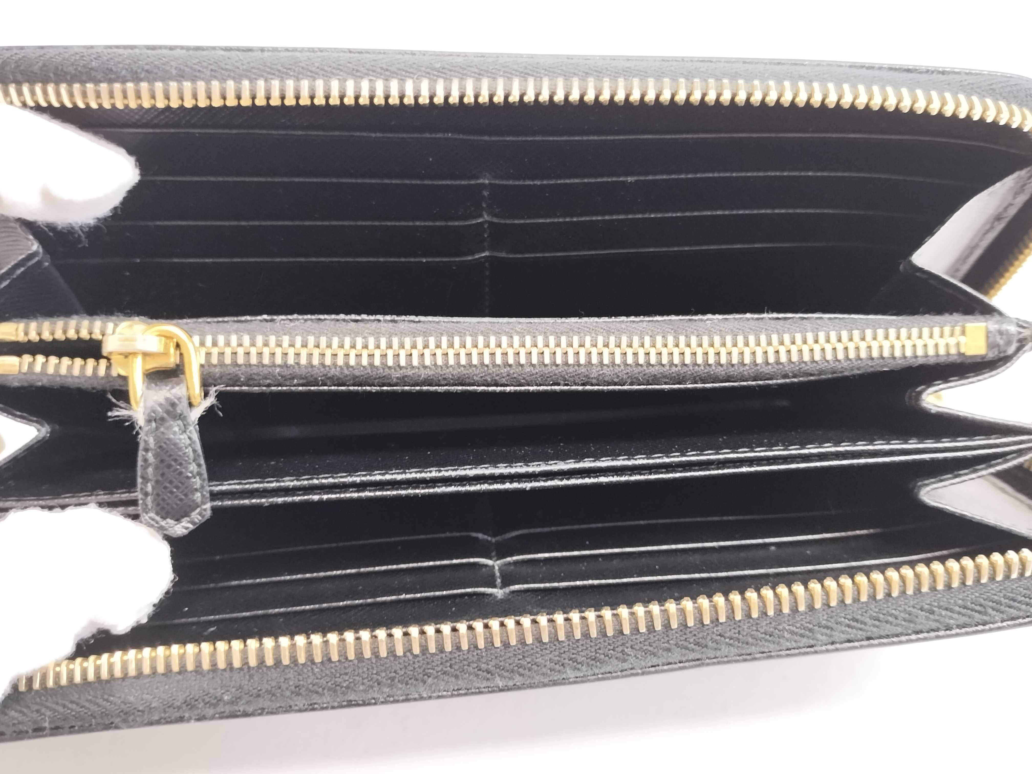 1ML506 Saffiano Round Zip Long Wallet, Black — view 12