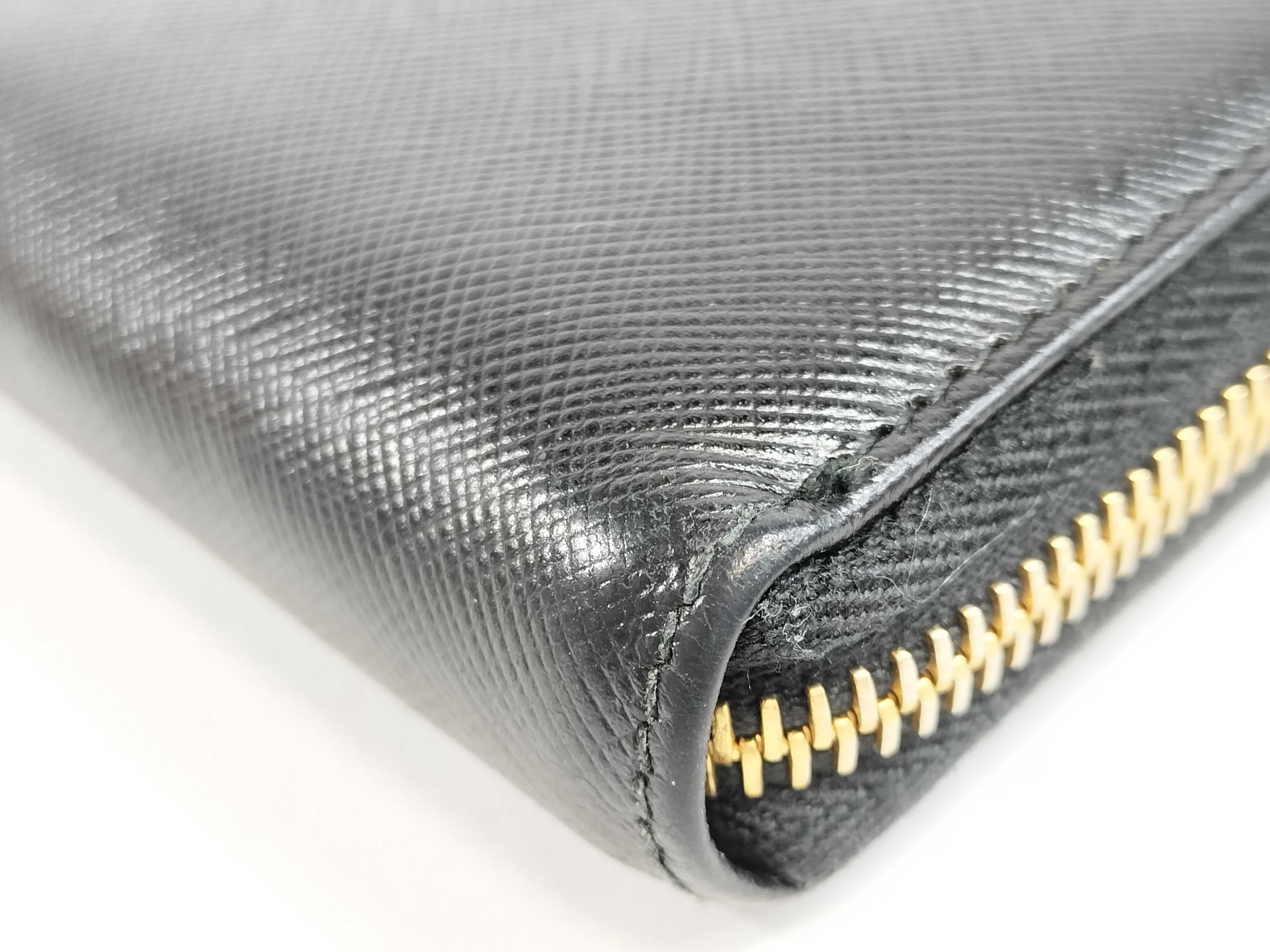 1ML506 Saffiano Round Zip Long Wallet, Black — view 3