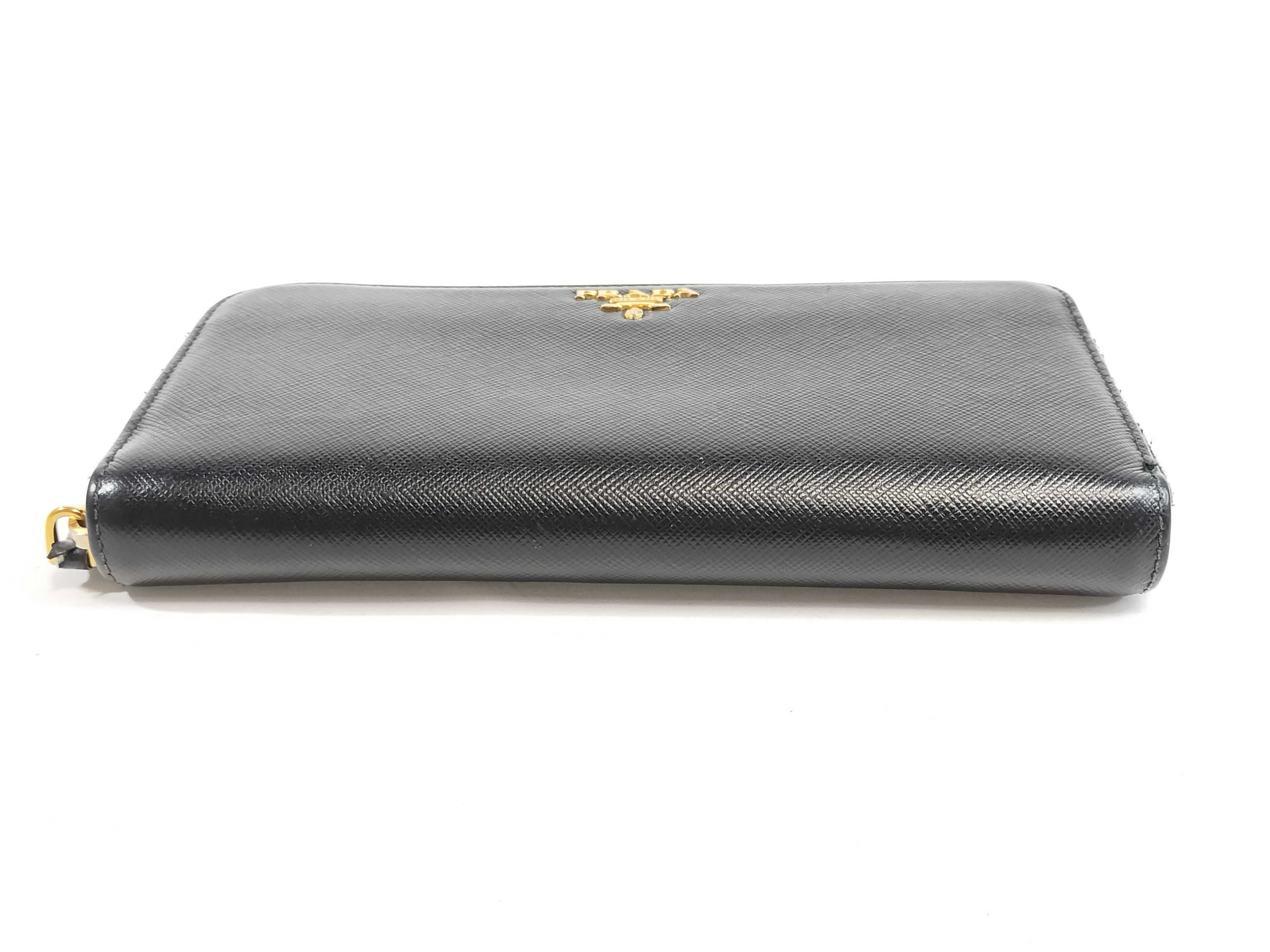1ML506 Saffiano Round Zip Long Wallet, Black — view 4