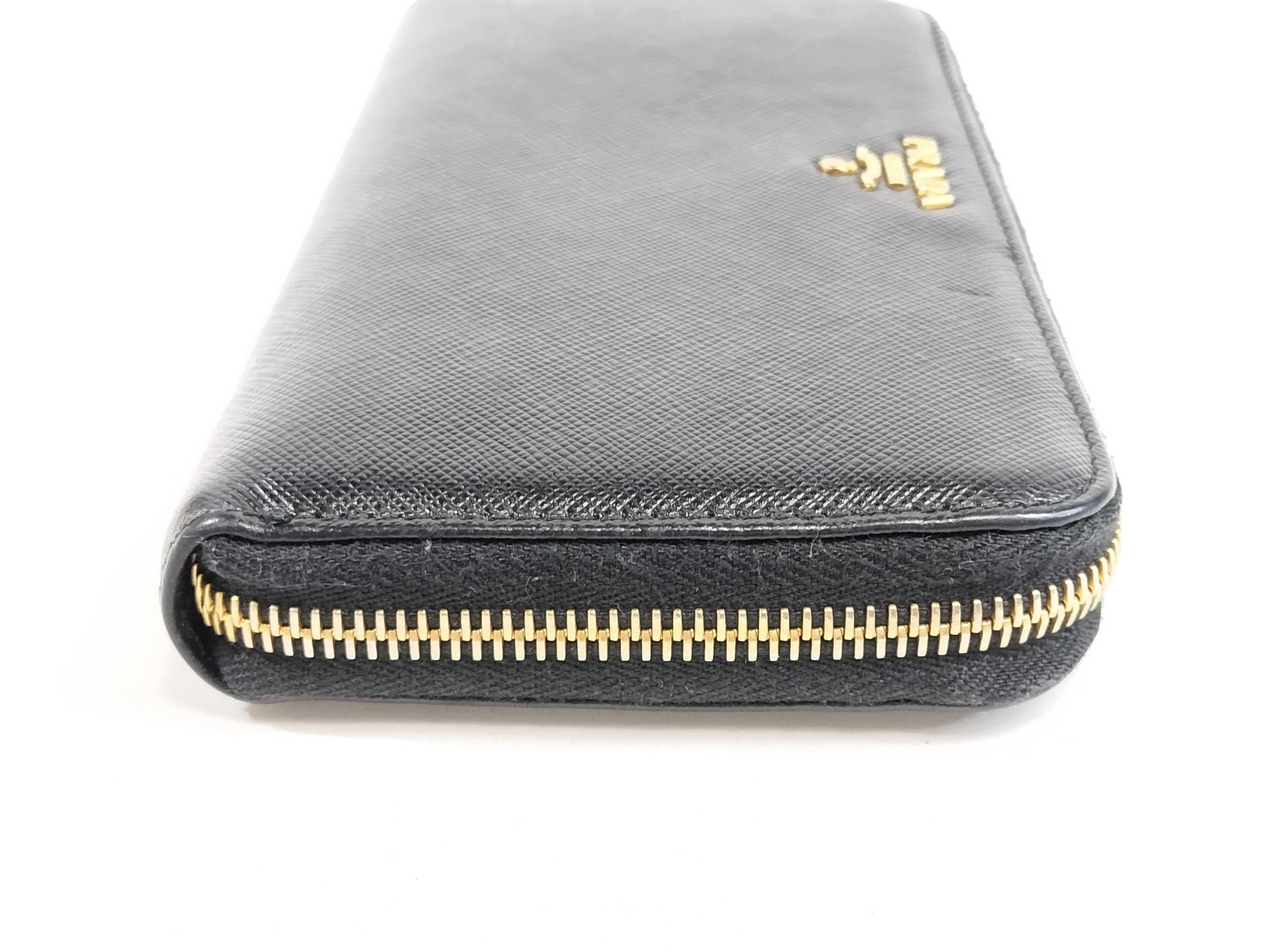 1ML506 Saffiano Round Zip Long Wallet, Black — view 5