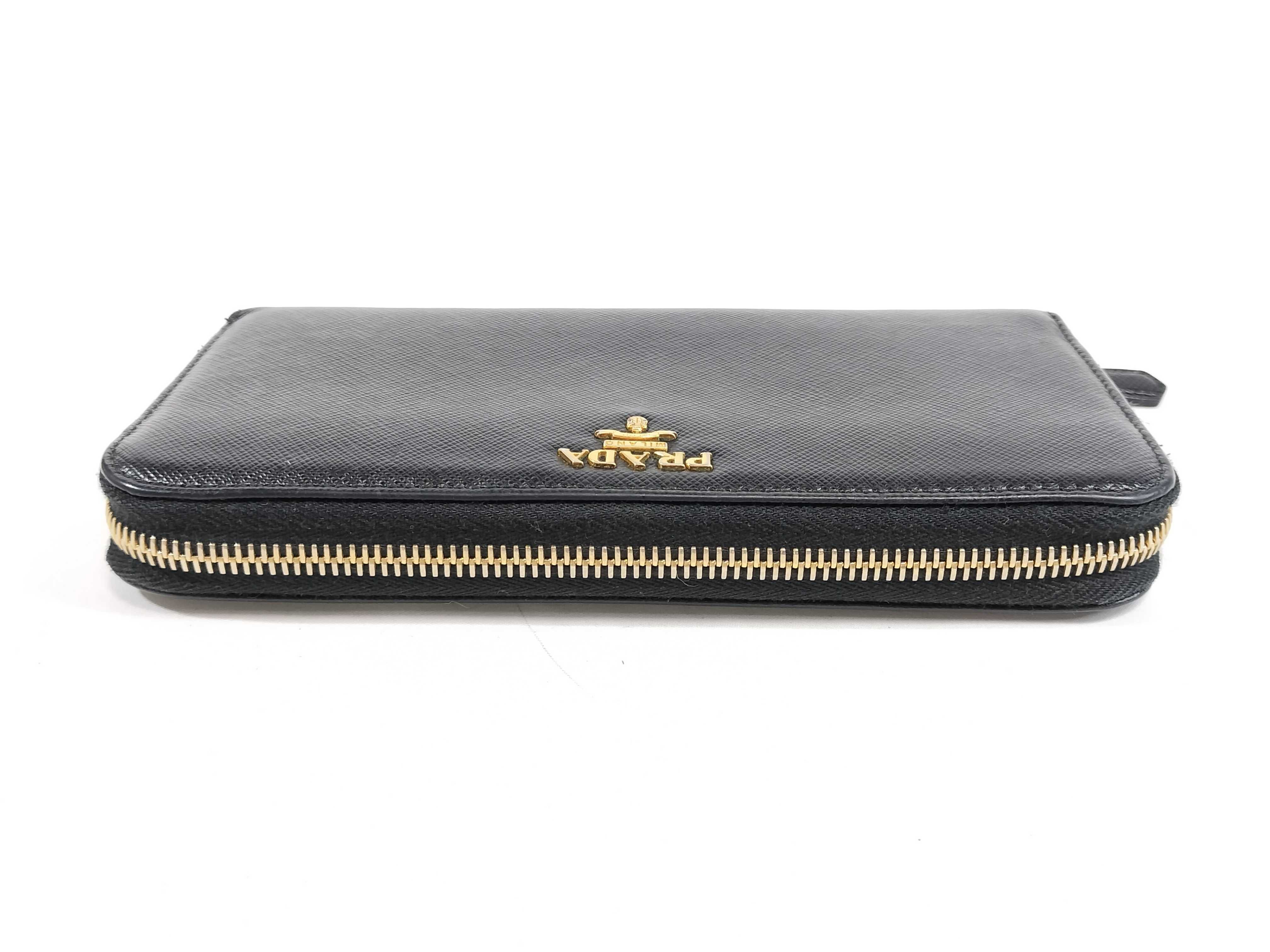 1ML506 Saffiano Round Zip Long Wallet, Black — view 6