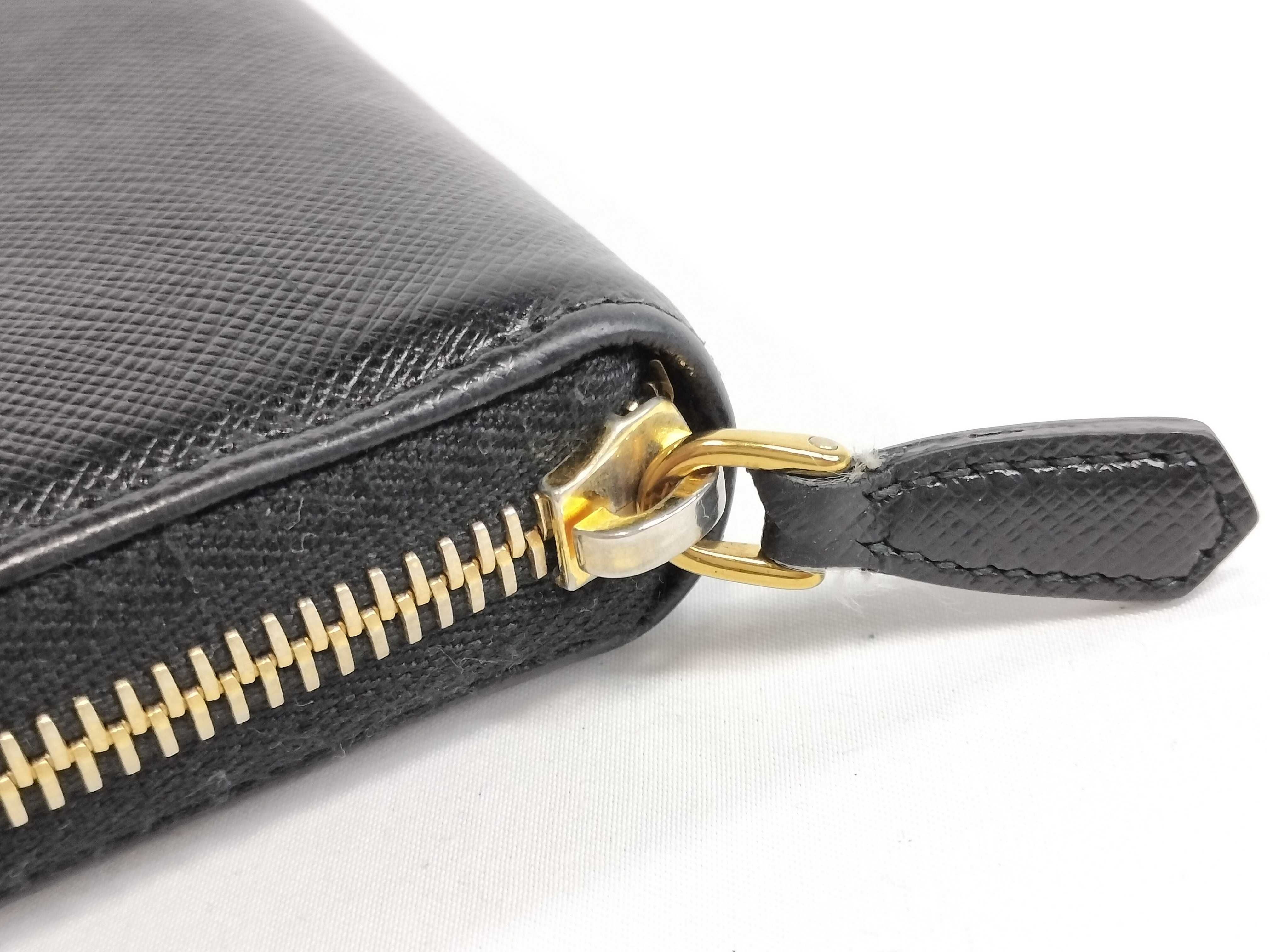 1ML506 Saffiano Round Zip Long Wallet, Black — view 7