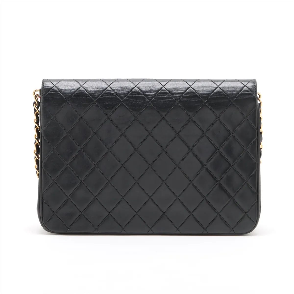 Matelasse Lambskin Chain Shoulder Bag Black Gold Hardware — view 2