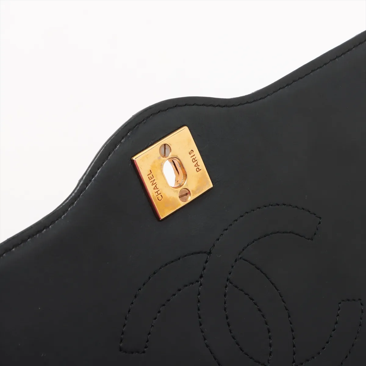 Matelasse Lambskin Chain Shoulder Bag Black Gold Hardware — view 11