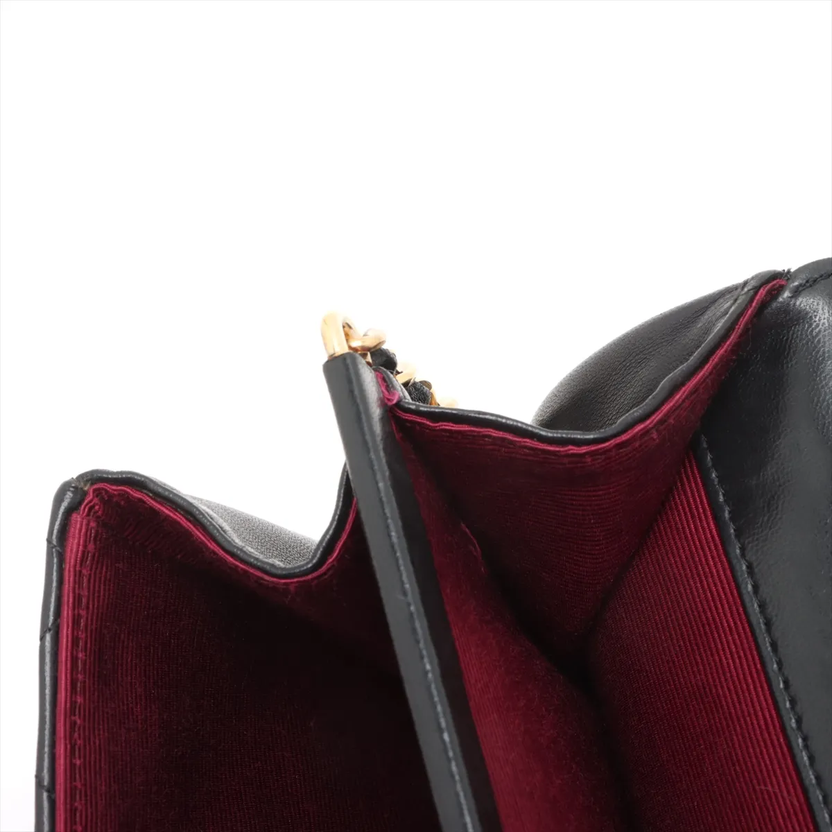 Matelasse Lambskin Chain Shoulder Bag Black Gold Hardware — view 14