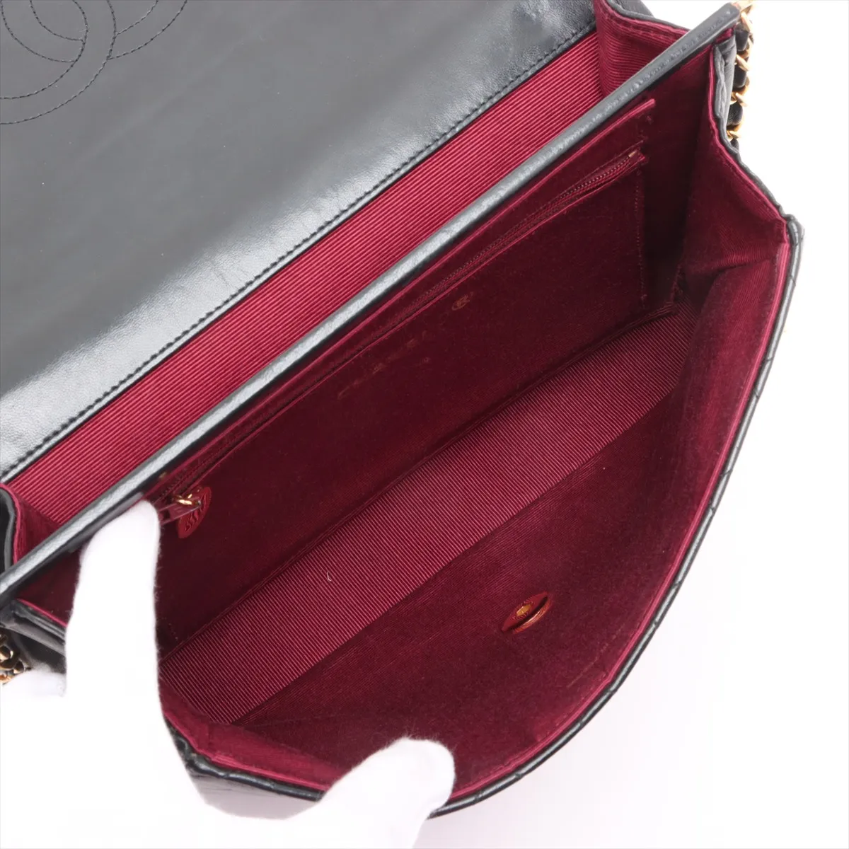 Matelasse Lambskin Chain Shoulder Bag Black Gold Hardware — view 6