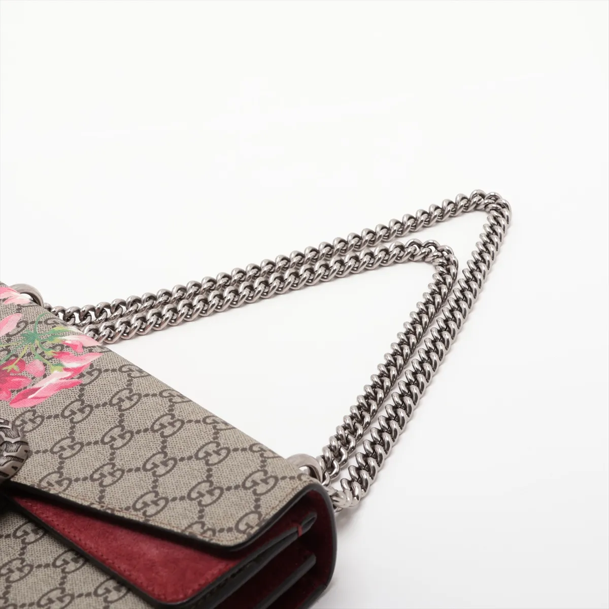 GG Supreme Dionysus PVC x Suede Chain Shoulder Bag, Beige x Red, 400249 — view 5
