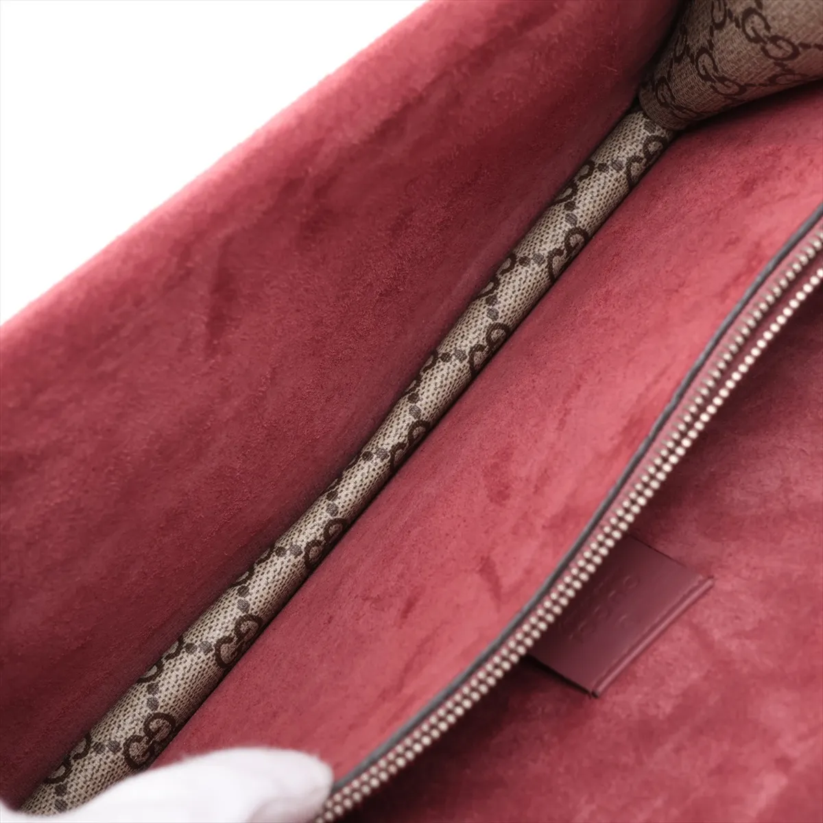 GG Supreme Dionysus PVC x Suede Chain Shoulder Bag, Beige x Red, 400249 — view 7