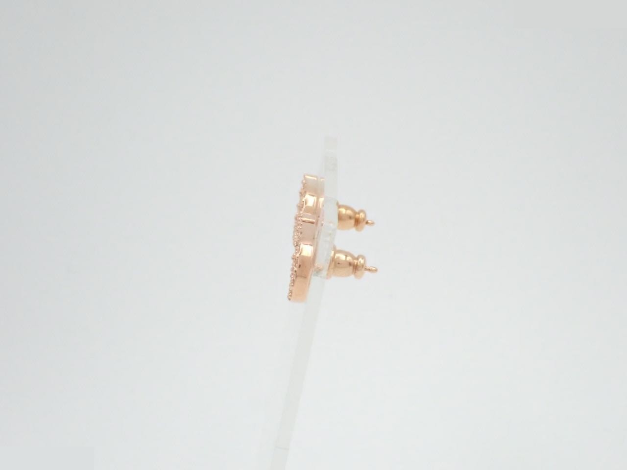 CD logo rhinestone earrings, pink gold, metal. — view 3