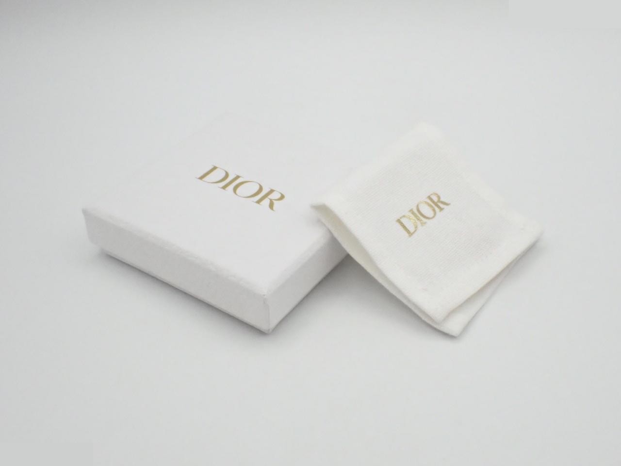 CD logo rhinestone earrings, pink gold, metal. — view 4