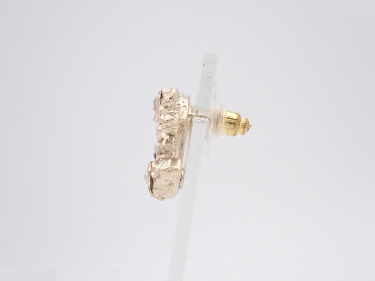 earrings, B11A, Coco Mark flower design, rhinestones, 2cm wide. — view 3