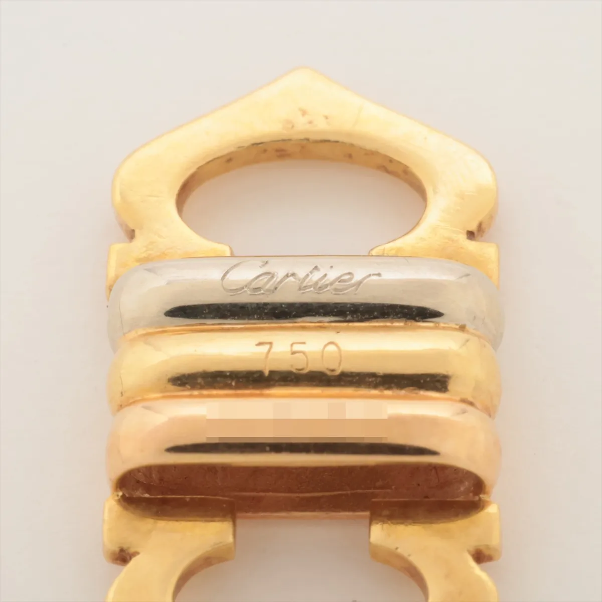 2C Necklace Pendant, 750 (Yellow Gold x Pink Gold x White Gold), 2.3g, 136295, dents. — view 3