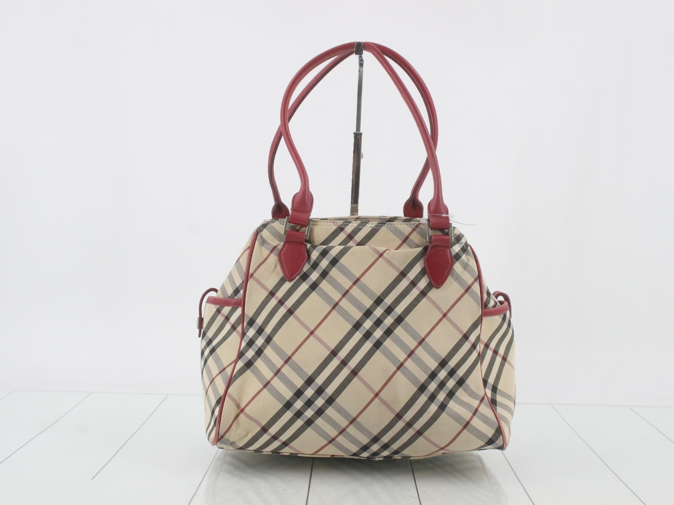 Handbag, Nova Check pattern, canvas and leather, beige — view 2