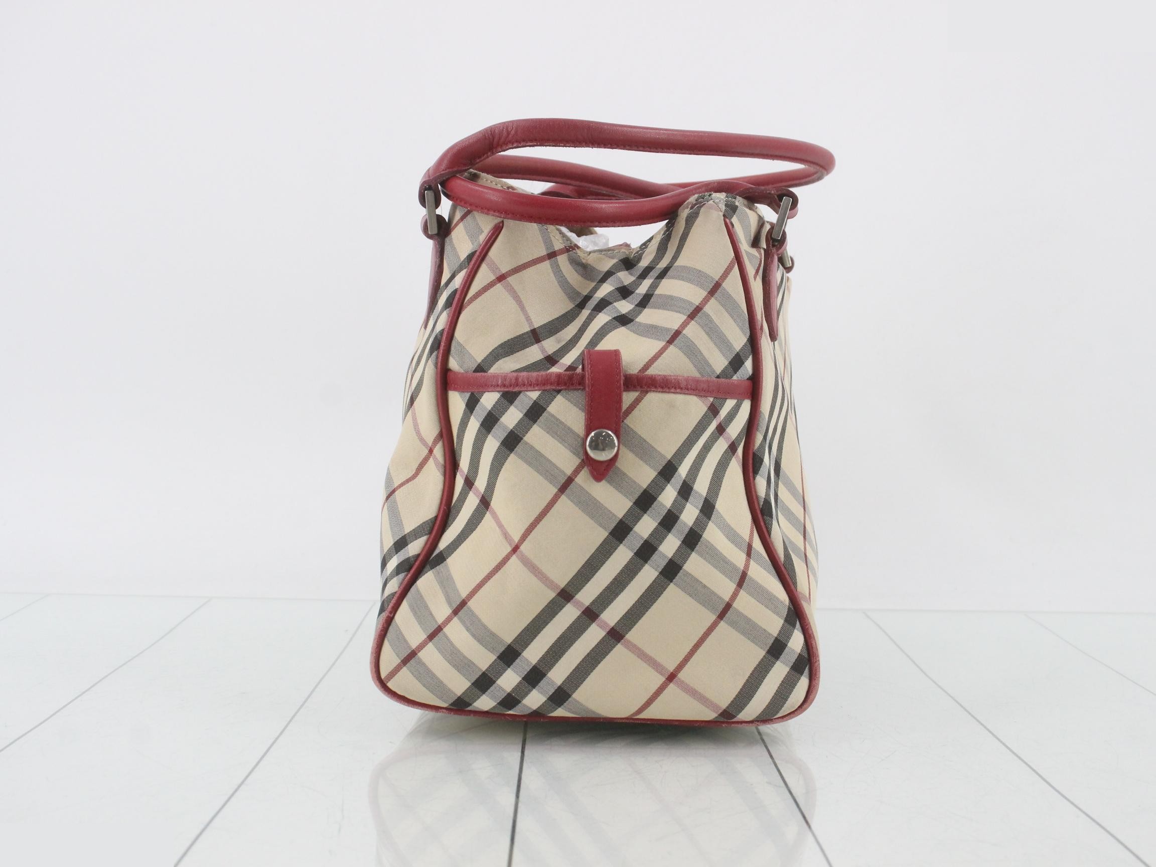Handbag, Nova Check pattern, canvas and leather, beige — view 3