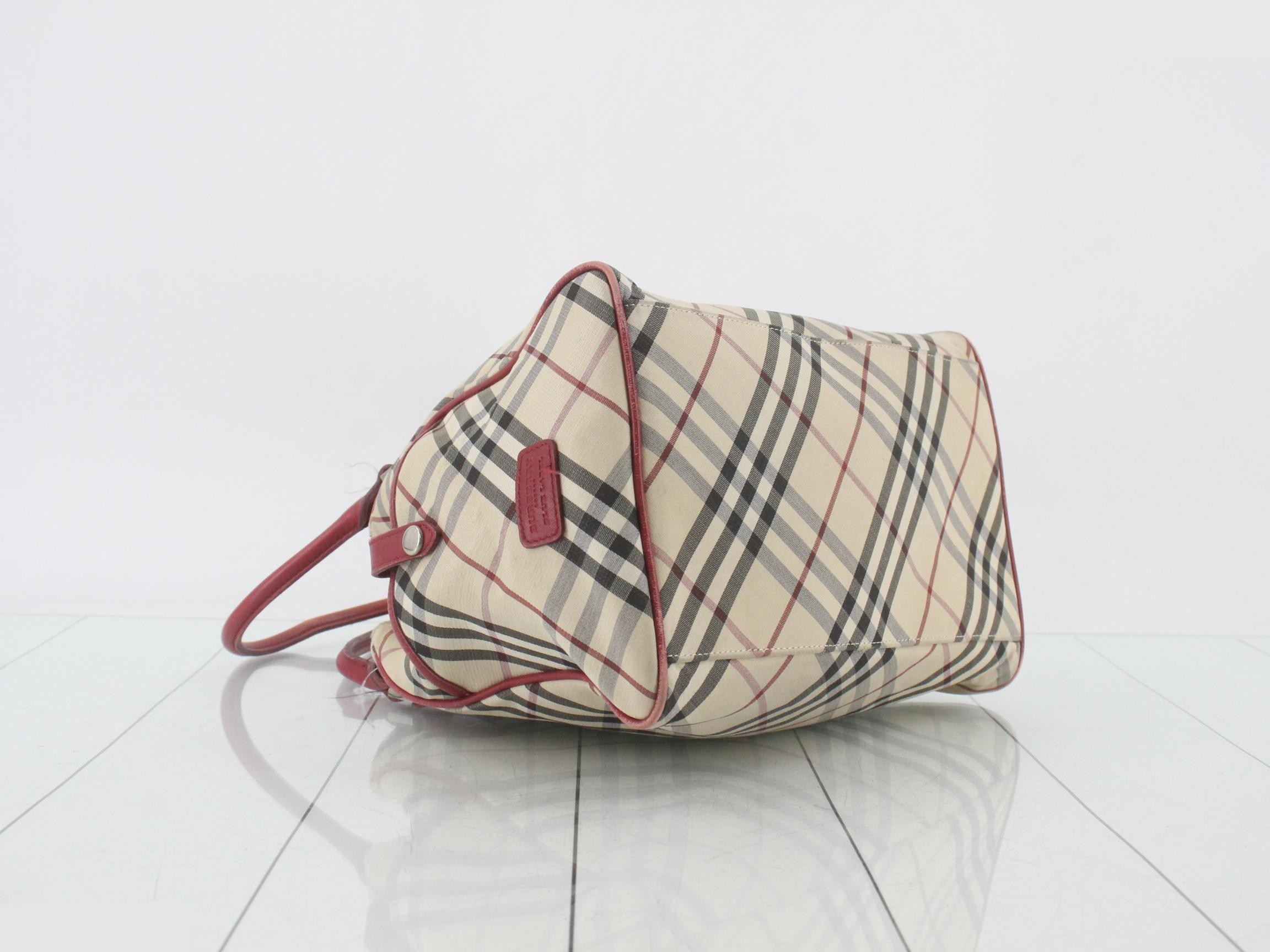 Handbag, Nova Check pattern, canvas and leather, beige — view 5