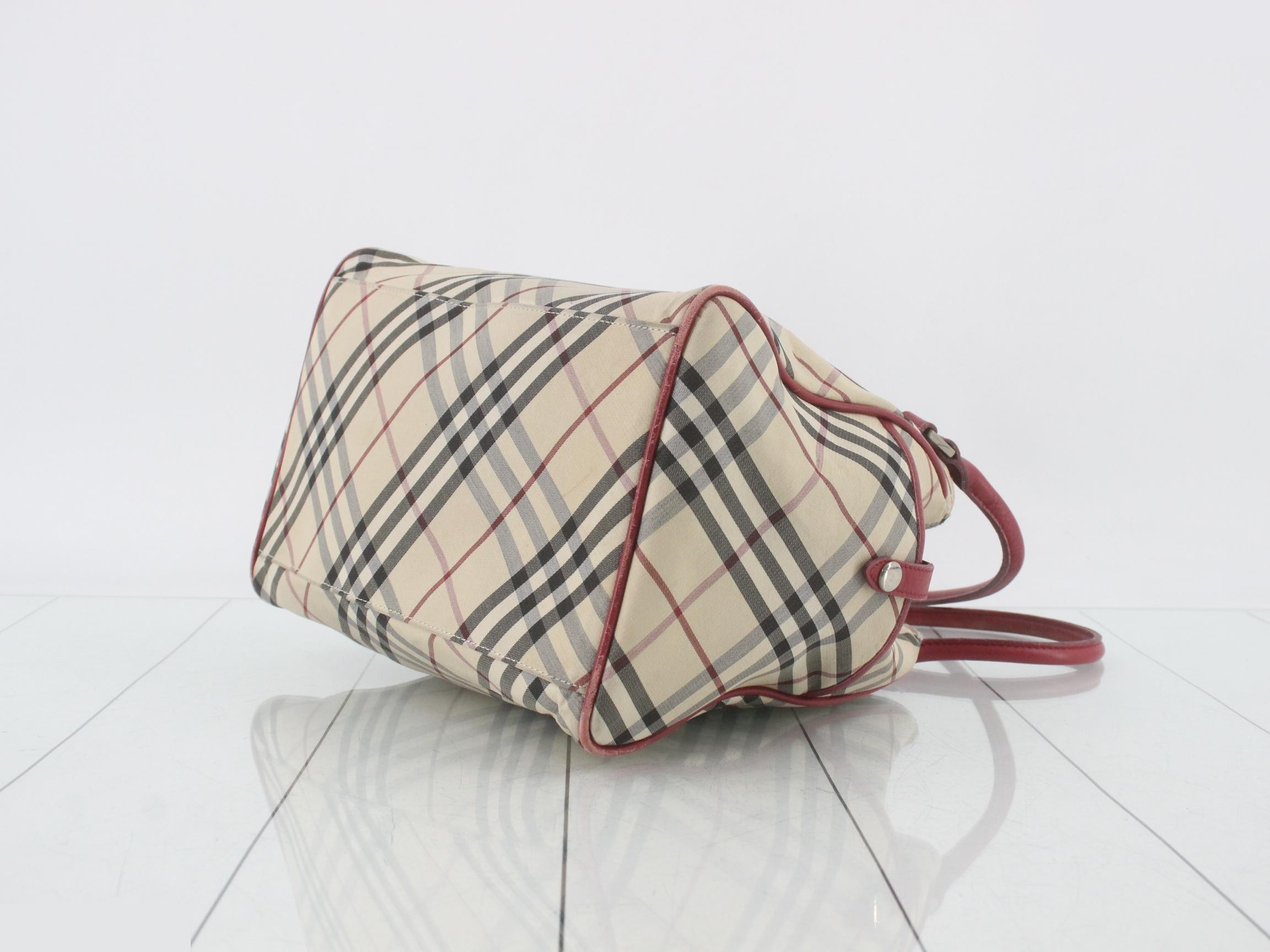 Handbag, Nova Check pattern, canvas and leather, beige — view 6