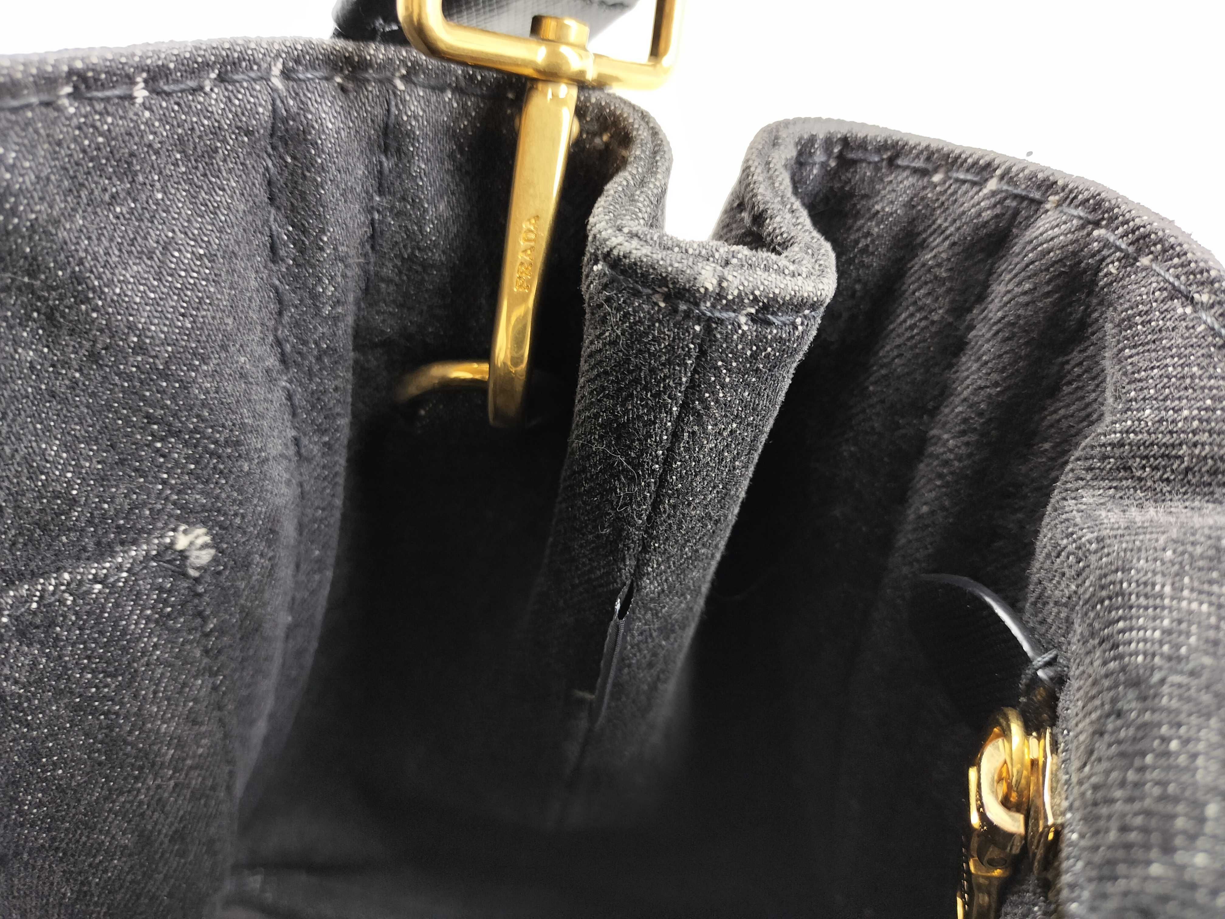 Canapa Denim 2-Way Handbag, Black, B2439G (Handbag) — view 10