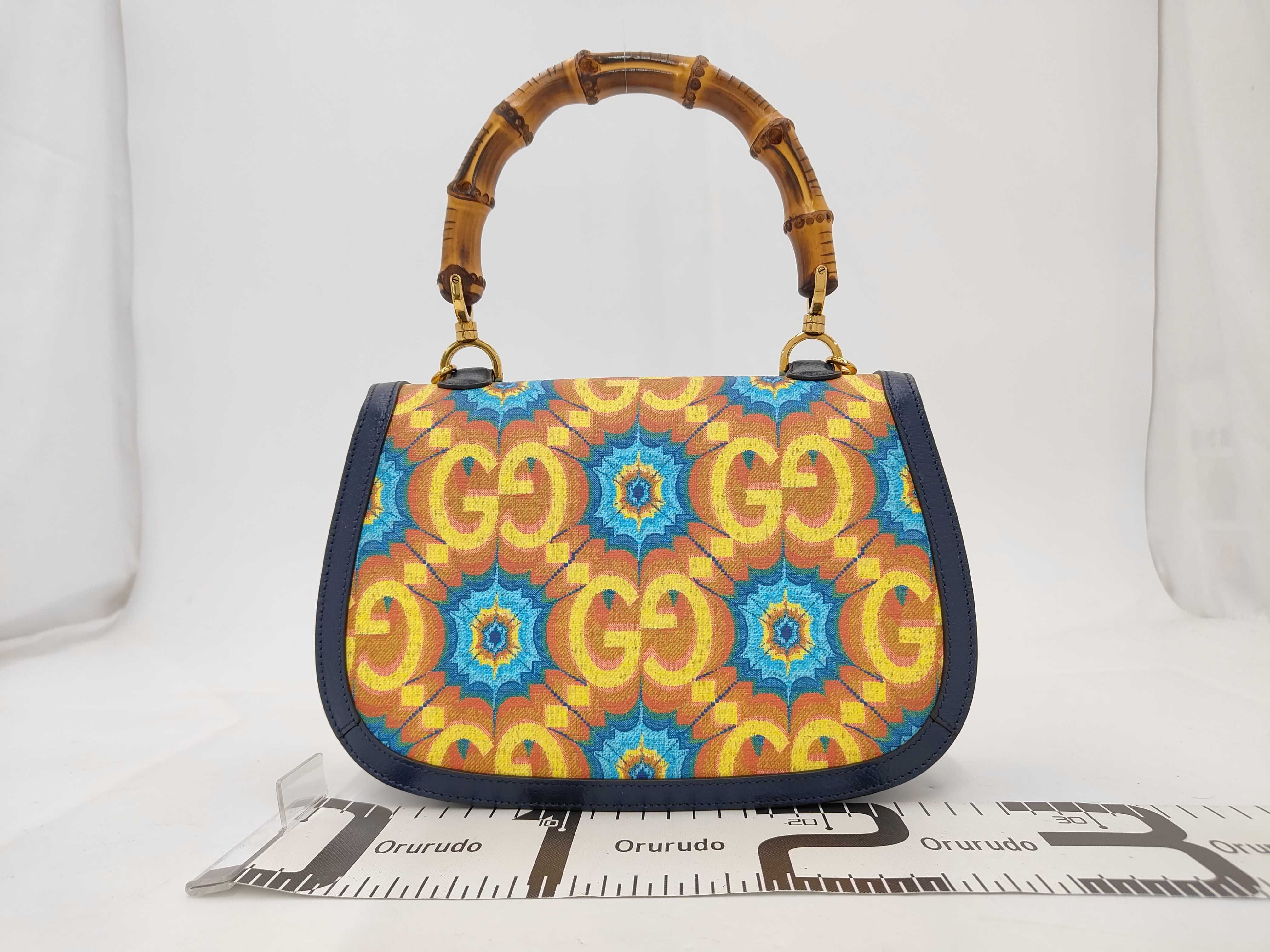 Bamboo 2-Way Handbag, 100th Anniversary Model, GG Kaleidoscope Blue Shoulder Bag — view 2