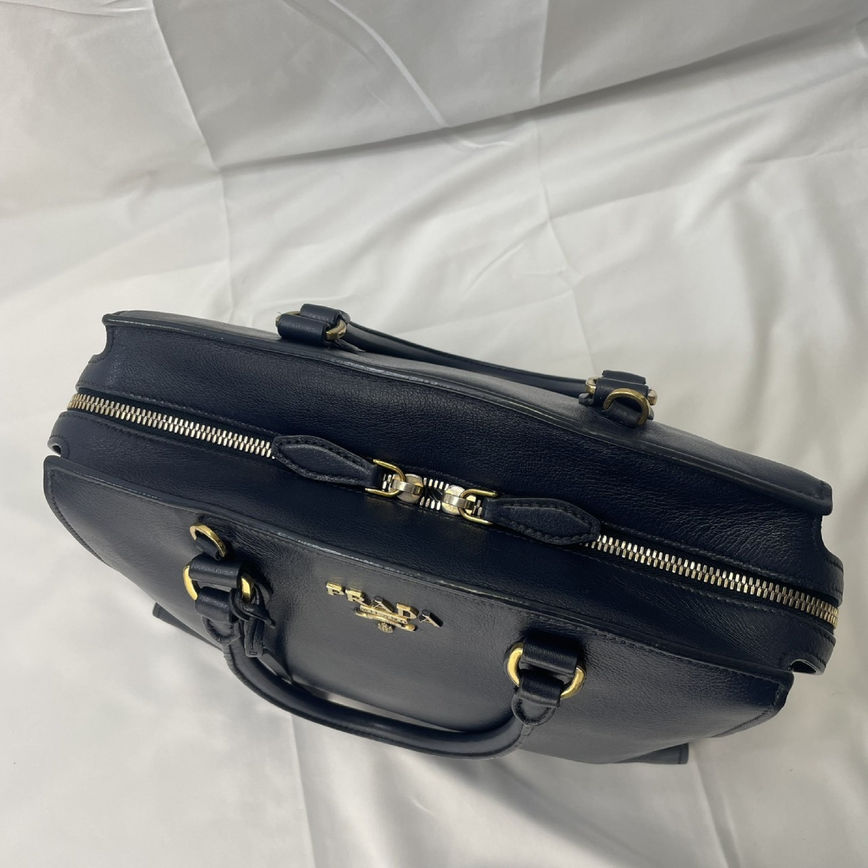 2-way handbag, navy, 1BA164 GLACE CALF stamp, riri shoulder bag — view 11
