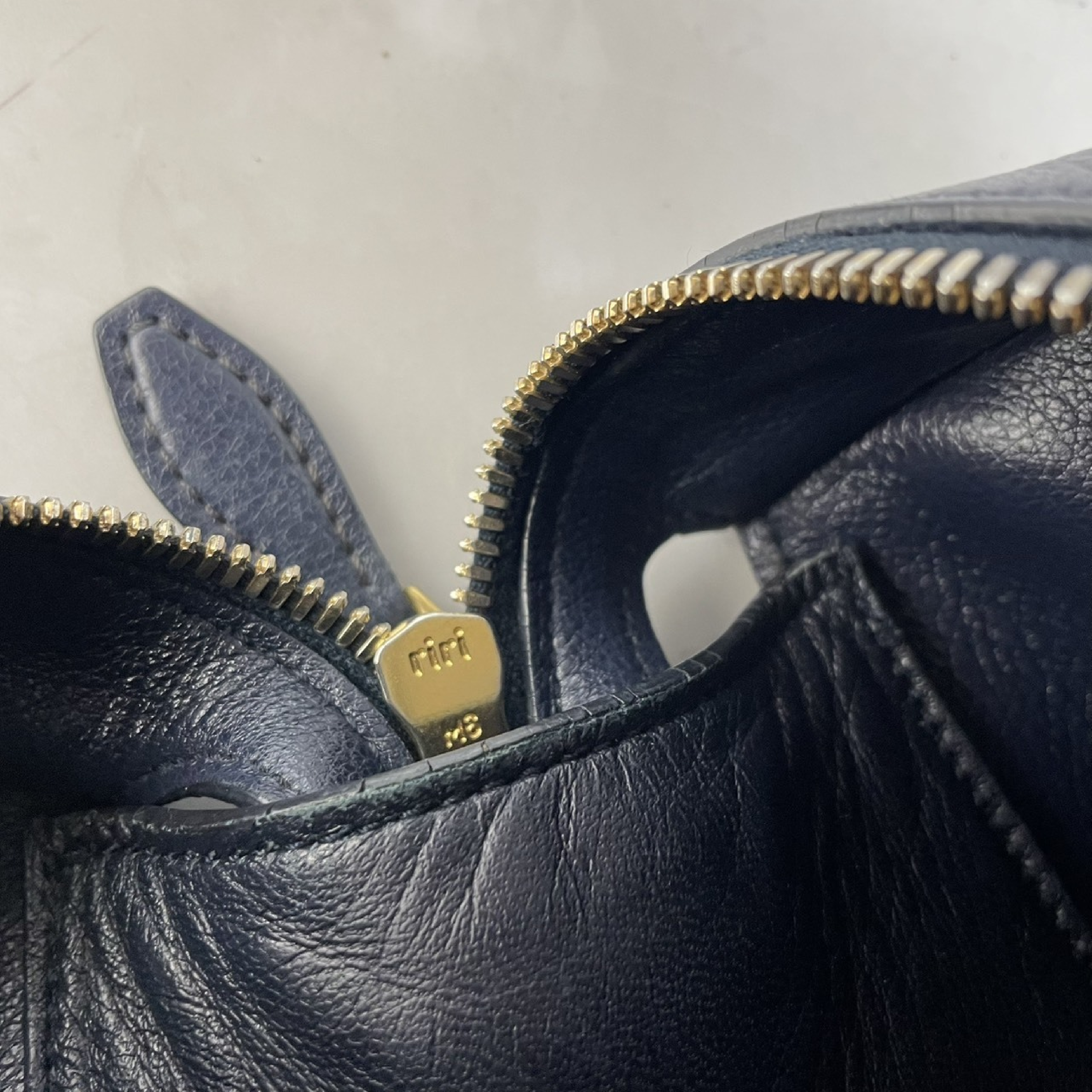 2-way handbag, navy, 1BA164 GLACE CALF stamp, riri shoulder bag — view 15